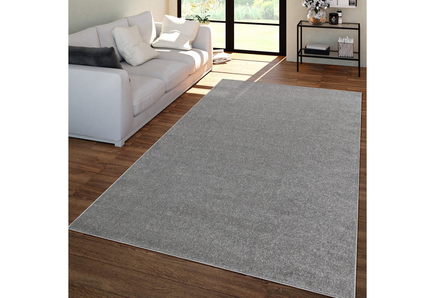Wohnzimmer Teppich Kurflor Unifarbendes Design Modern Und Zeitlos 80 Cm X 150 Cm X 12 Mm Anthrazit Läufer Bild 4