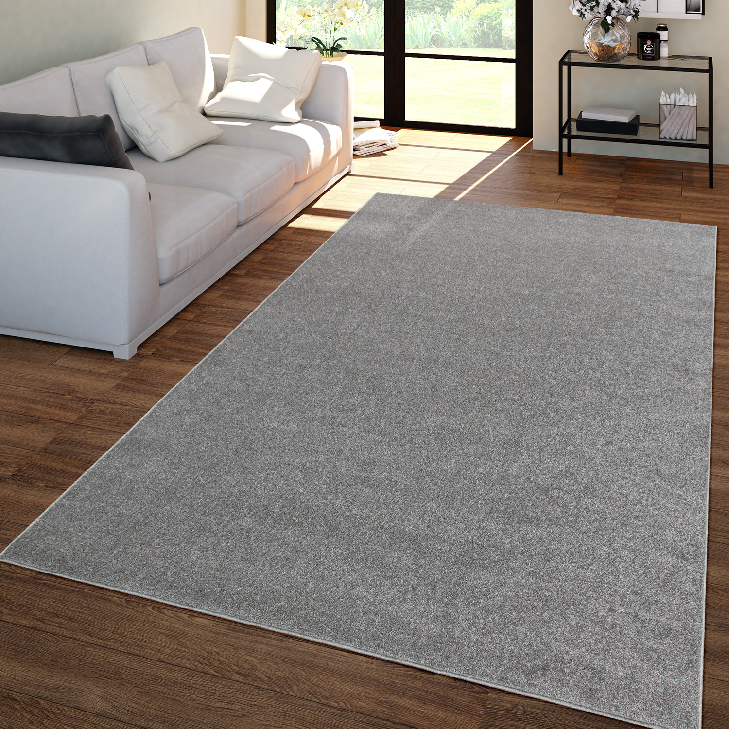 Wohnzimmer Teppich Kurflor Unifarbendes Design Modern Und Zeitlos 140 Cm X 200 Cm X 12 Mm Anthrazit Rechteckig
