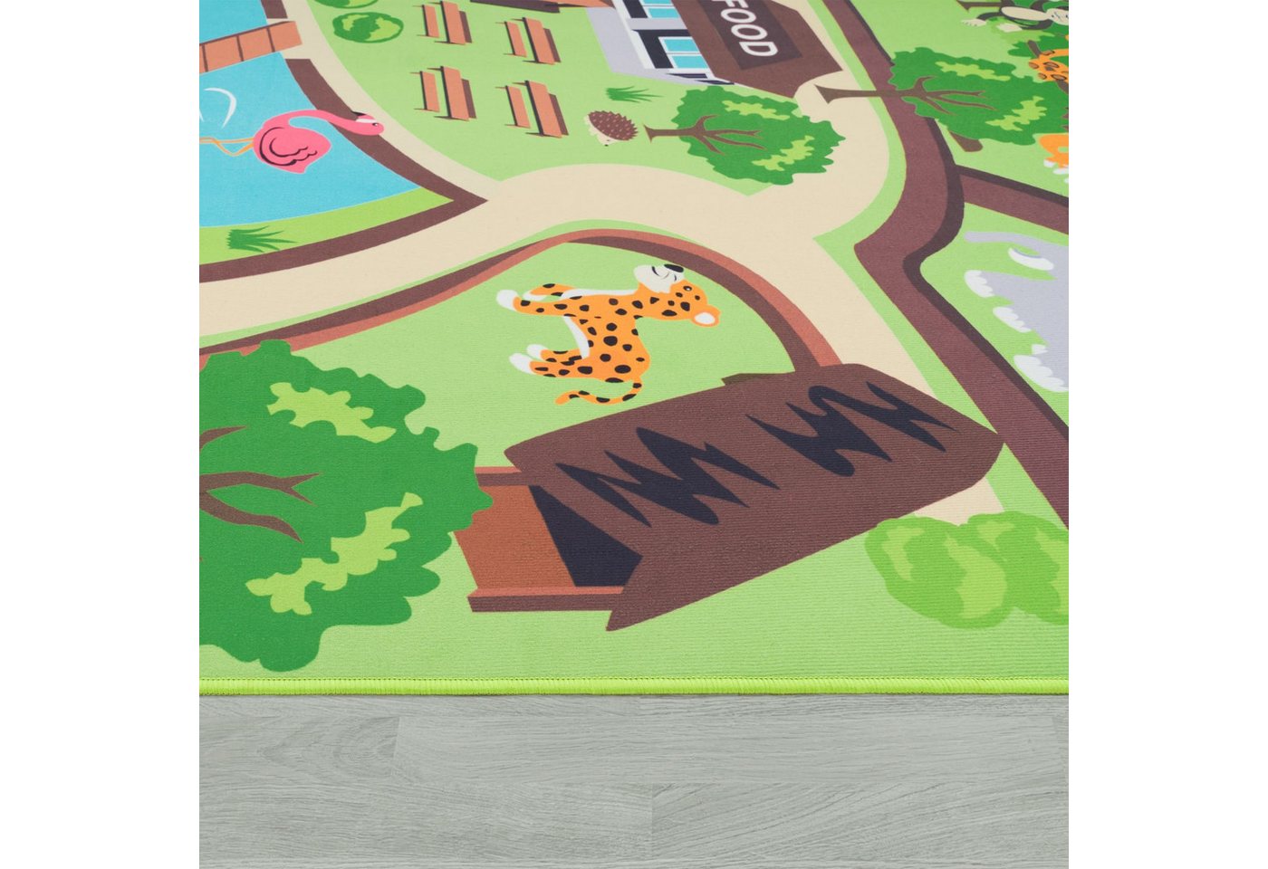 Kinderzimmerteppich Teppich Junge Mädchen Kinderteppich Baby Rutschfest Straße 120 Cm X 160 Cm Beige Rechteckig