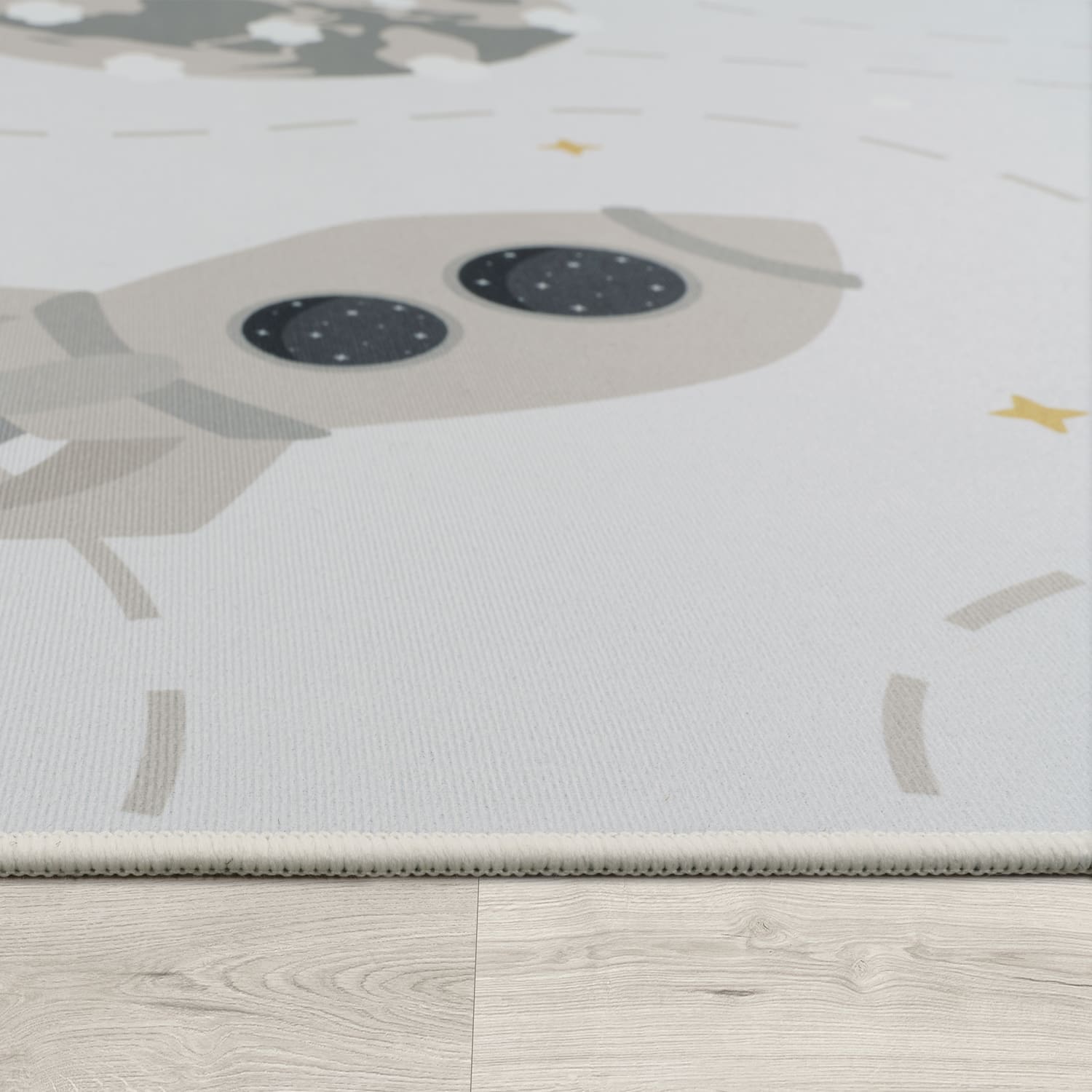 Kinderzimmerteppich Teppich Kinderteppich Rutschfest Planeten Sterne Raketen 200 Cm X 200 Cm Creme Rund