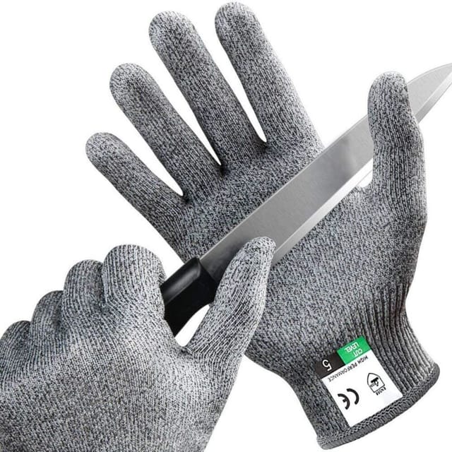 Ein Paar Schnittfeste Handschuhe Der Klasse 5, Lebensmittelechter Küchen-schnittschutz Für Fällarbeiten, Gartenarbeit, Angeln Und Holzbearbeitung (größe L)