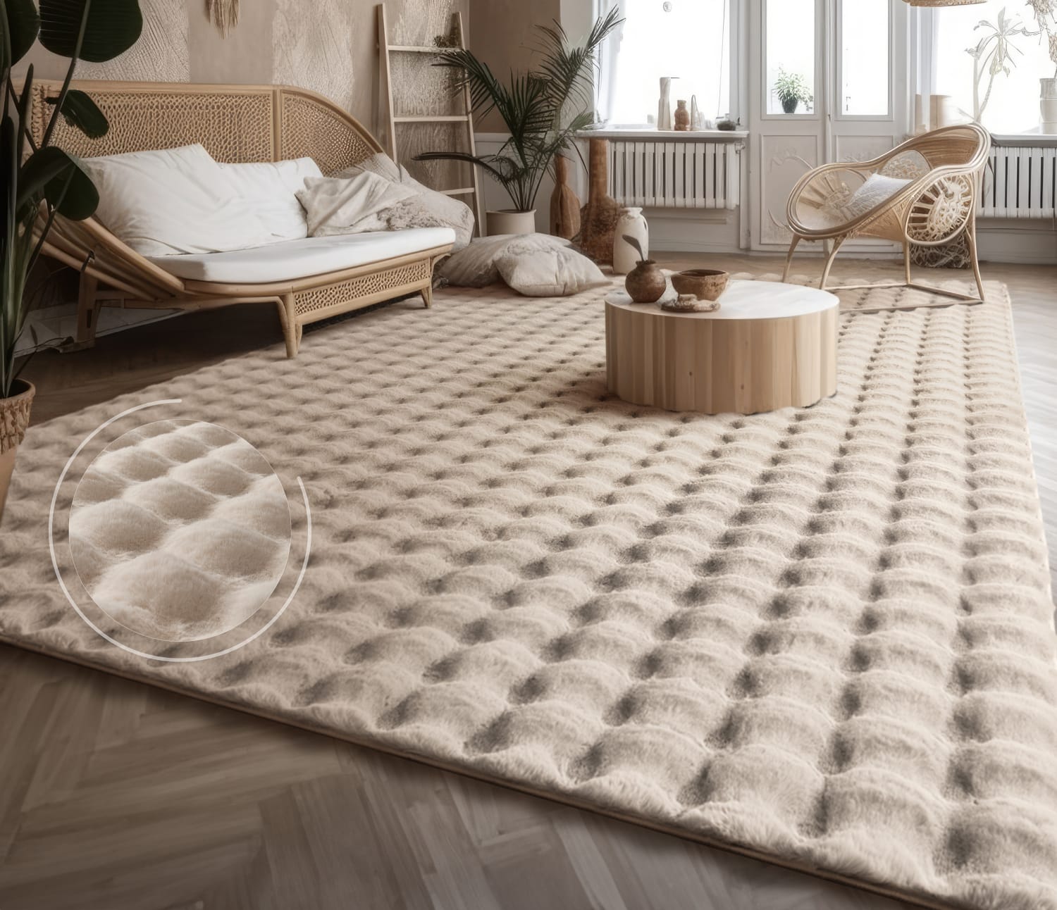 Wohnzimmer Teppich Langflor Wohnzimmerteppich Rauten Design Soft 3d Design 120 Cm X 160 Cm X 34 Mm Creme Rechteckig