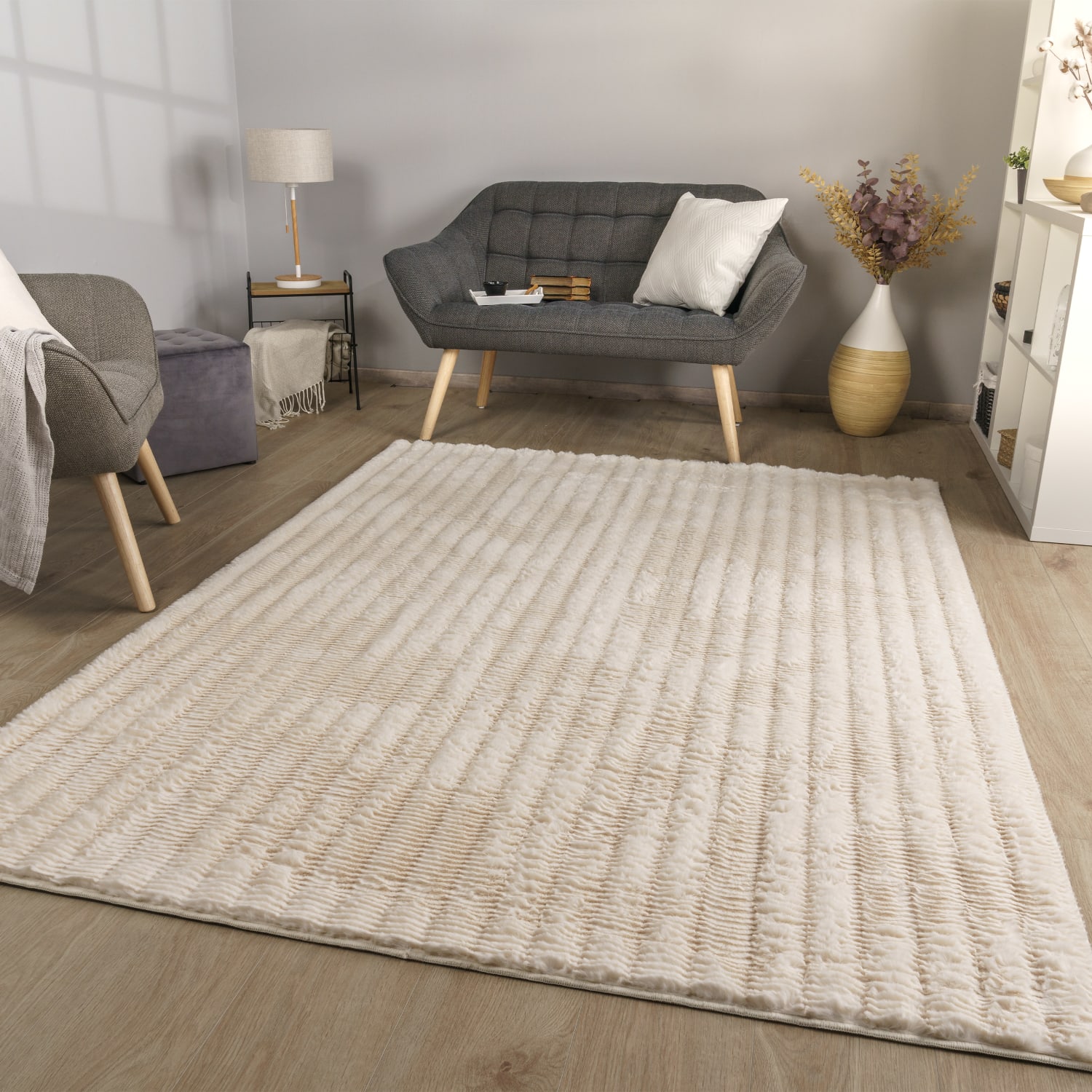 Wohnzimmer Teppich Langflor Wohnzimmerteppich Rauten Design Soft 3d Design 60 Cm X 100 Cm X 27 Mm Creme Rechteckig