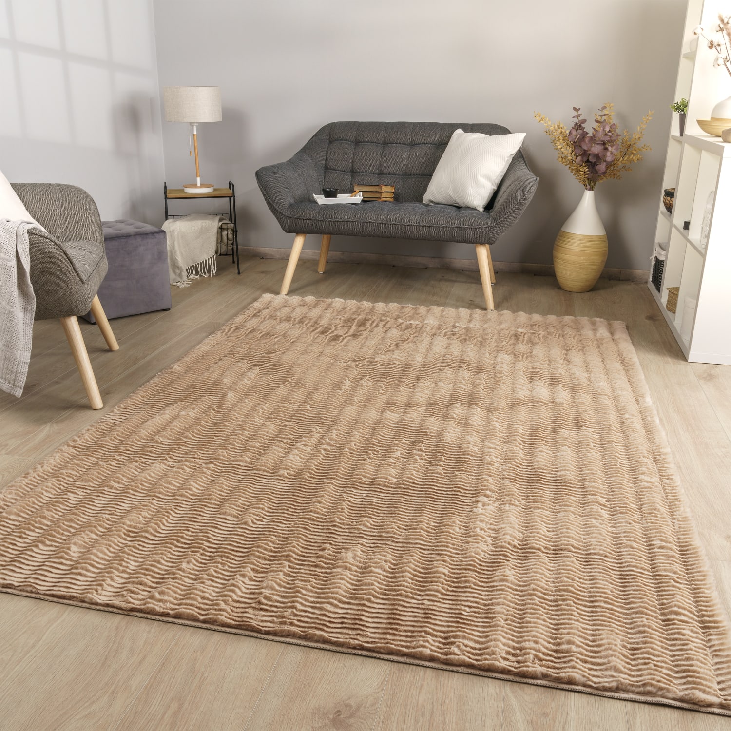 Wohnzimmer Teppich Langflor Wohnzimmerteppich Rauten Design Soft 3d Design 80 Cm X 150 Cm X 27 Mm Beige Rechteckig