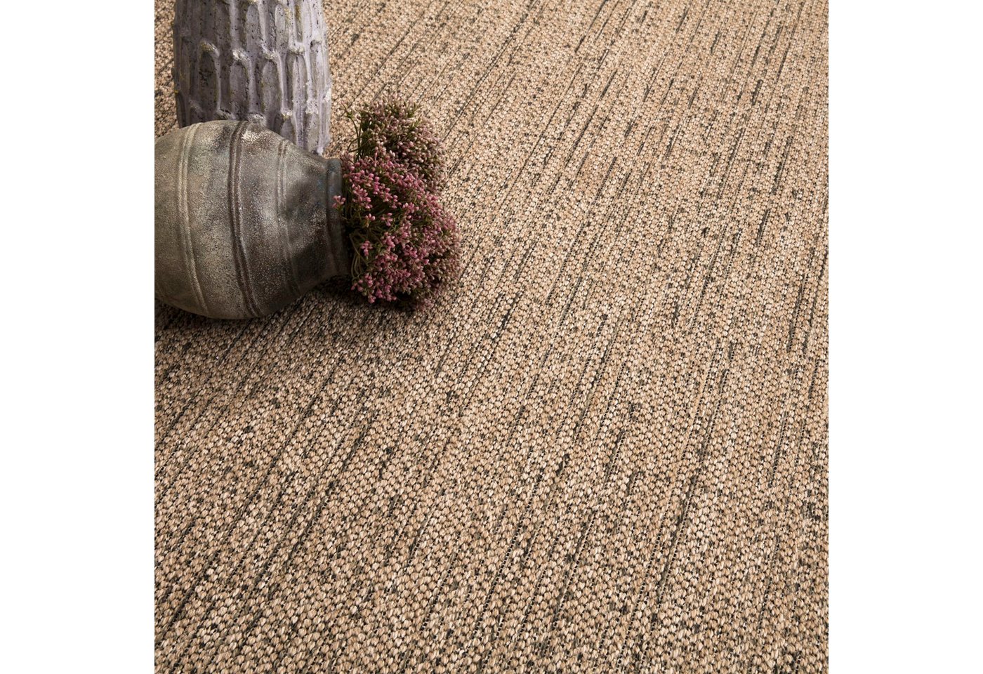Waschbarer In-& Outdoorteppich Wetterfest Terrasse Boho Muster Unicolor Meliert 80 Cm X 150 Cm Beige Rechteckig Bild 5