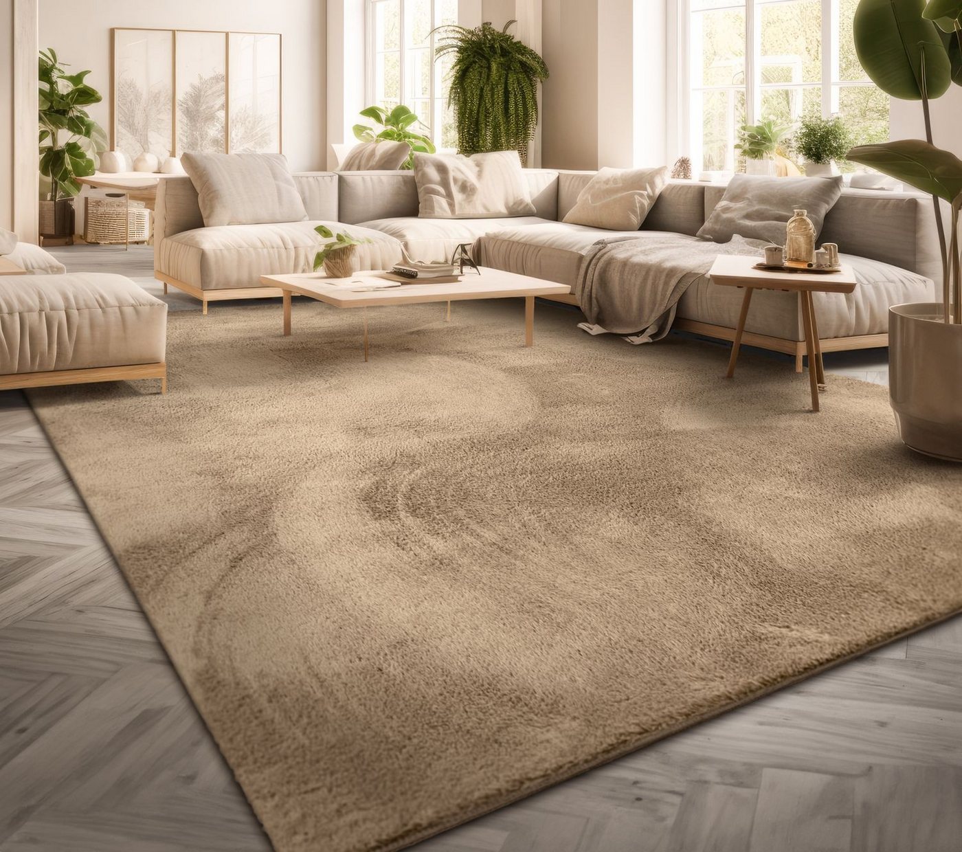 Wohnzimmer Kurzflor Einfarbig Modernes Design Waschbar 60 Cm X 100 Cm X 14 Mm Dunkelbeige Läufer