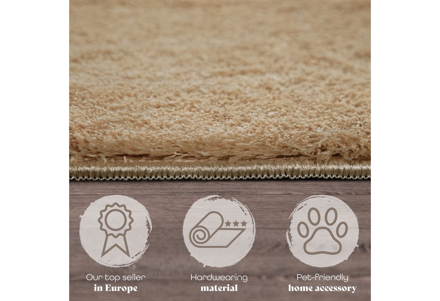 Wohnzimmer Kurzflor Einfarbig Modernes Design Waschbar 60 Cm X 100 Cm X 14 Mm Dunkelbeige Läufer Bild 3