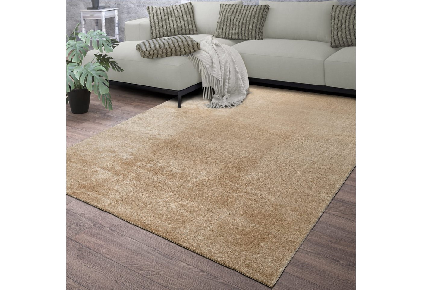 Wohnzimmer Kurzflor Einfarbig Modernes Design Waschbar 60 Cm X 100 Cm X 14 Mm Dunkelbeige Läufer Bild 4