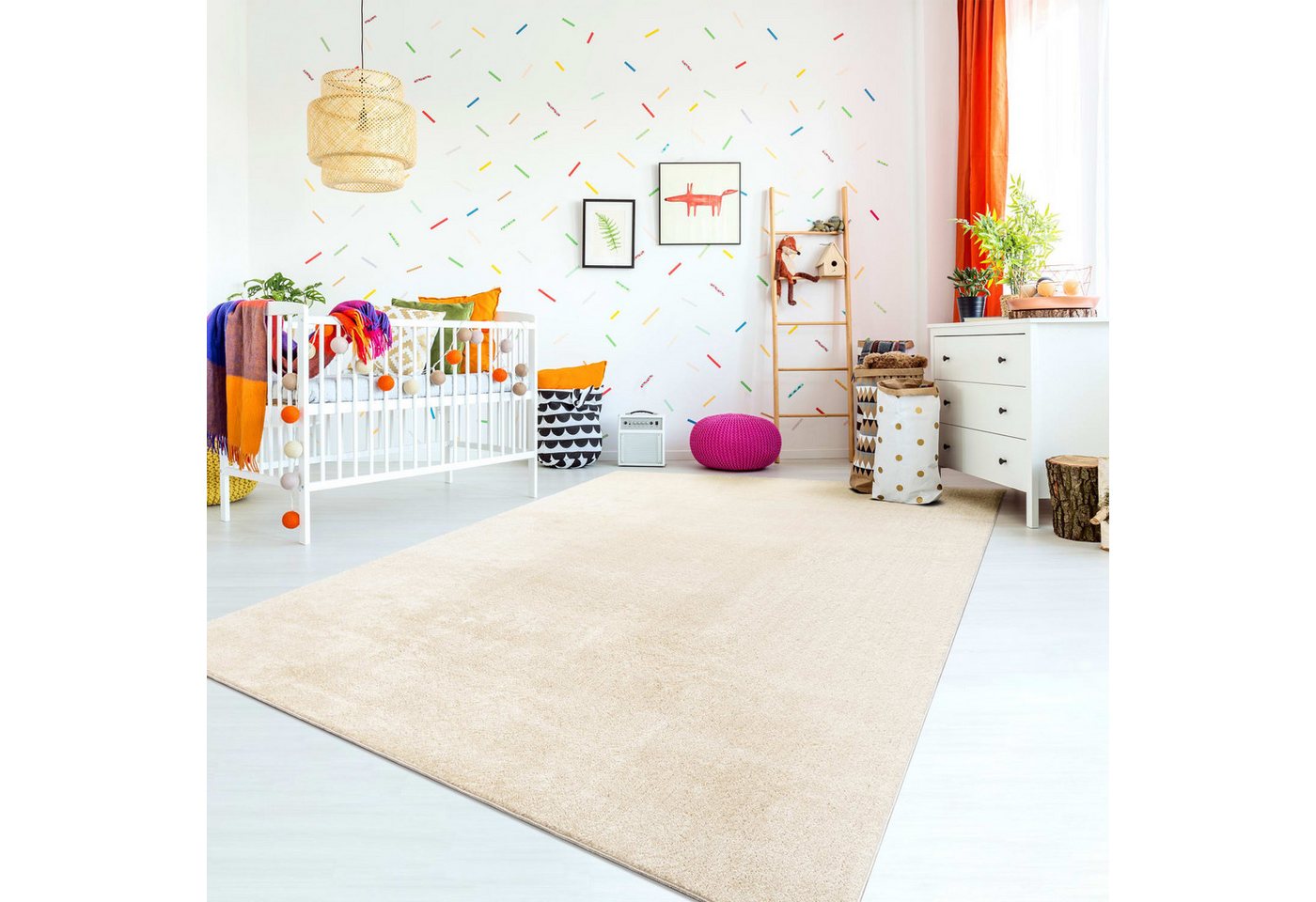 Wohnzimmer Kurzflor Einfarbig Modernes Design Waschbar 60 Cm X 100 Cm X 14 Mm Creme Läufer Bild 3