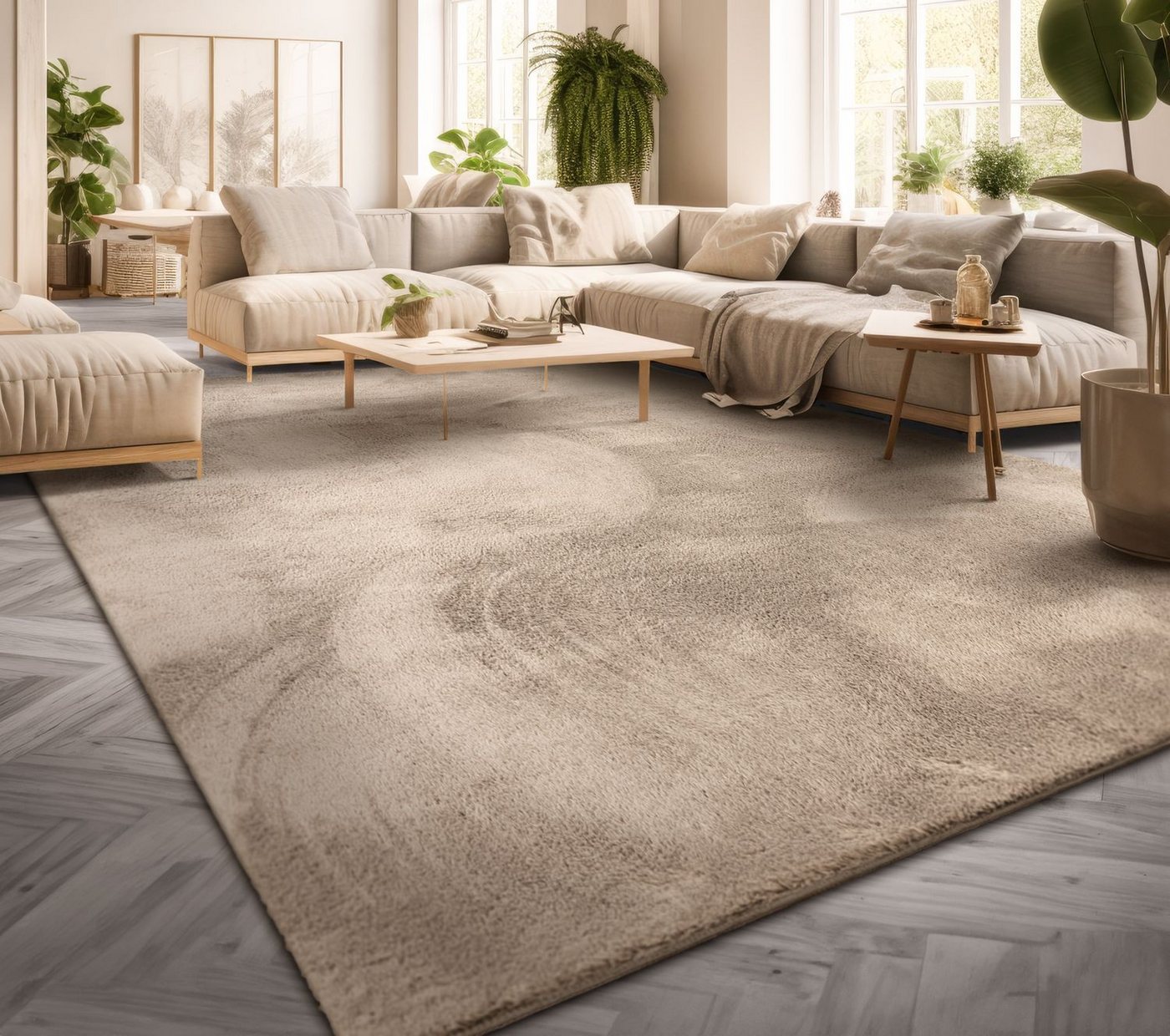 Wohnzimmer Kurzflor Einfarbig Modernes Design Waschbar 60 Cm X 100 Cm X 14 Mm Beige Läufer Bild 2