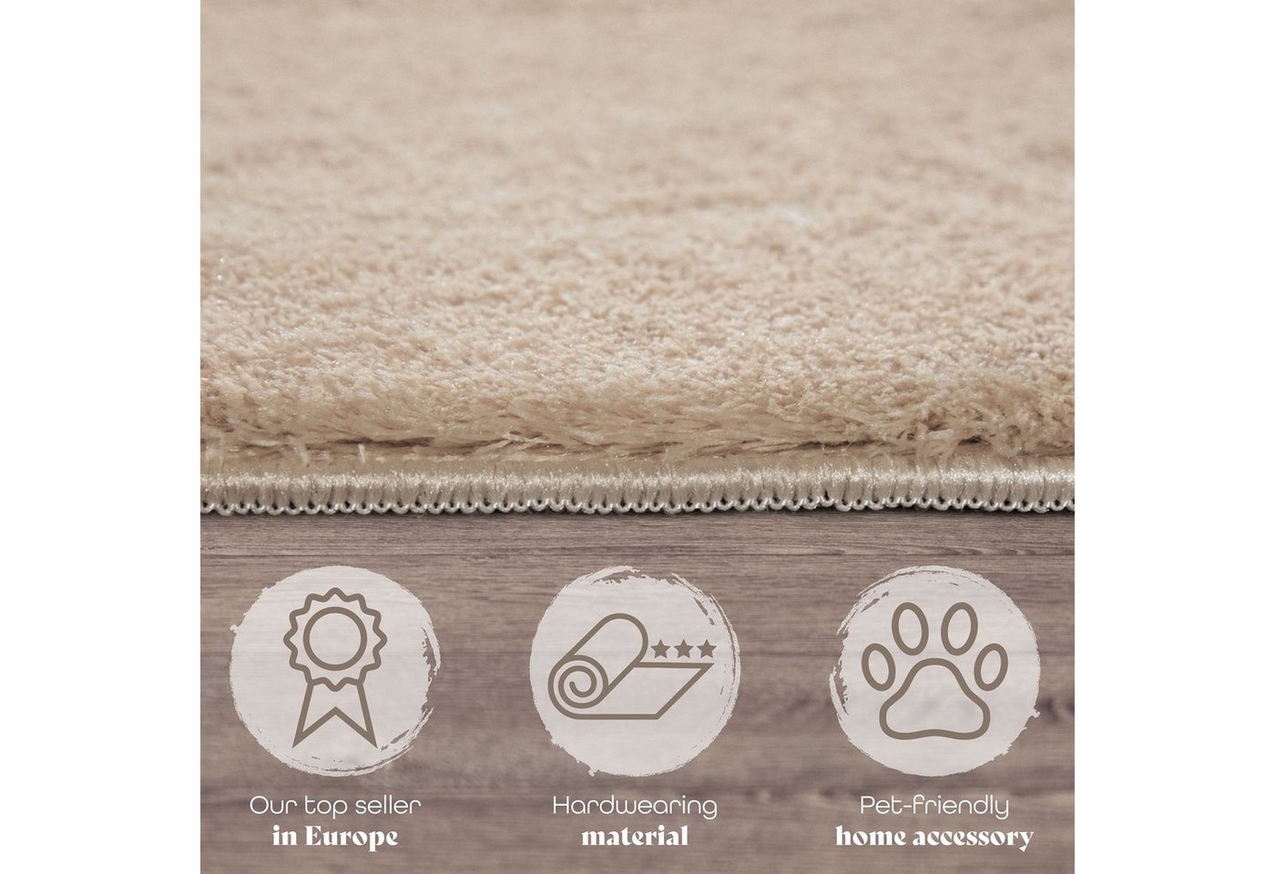 Wohnzimmer Kurzflor Einfarbig Modernes Design Waschbar 60 Cm X 100 Cm X 14 Mm Beige Läufer Bild 4