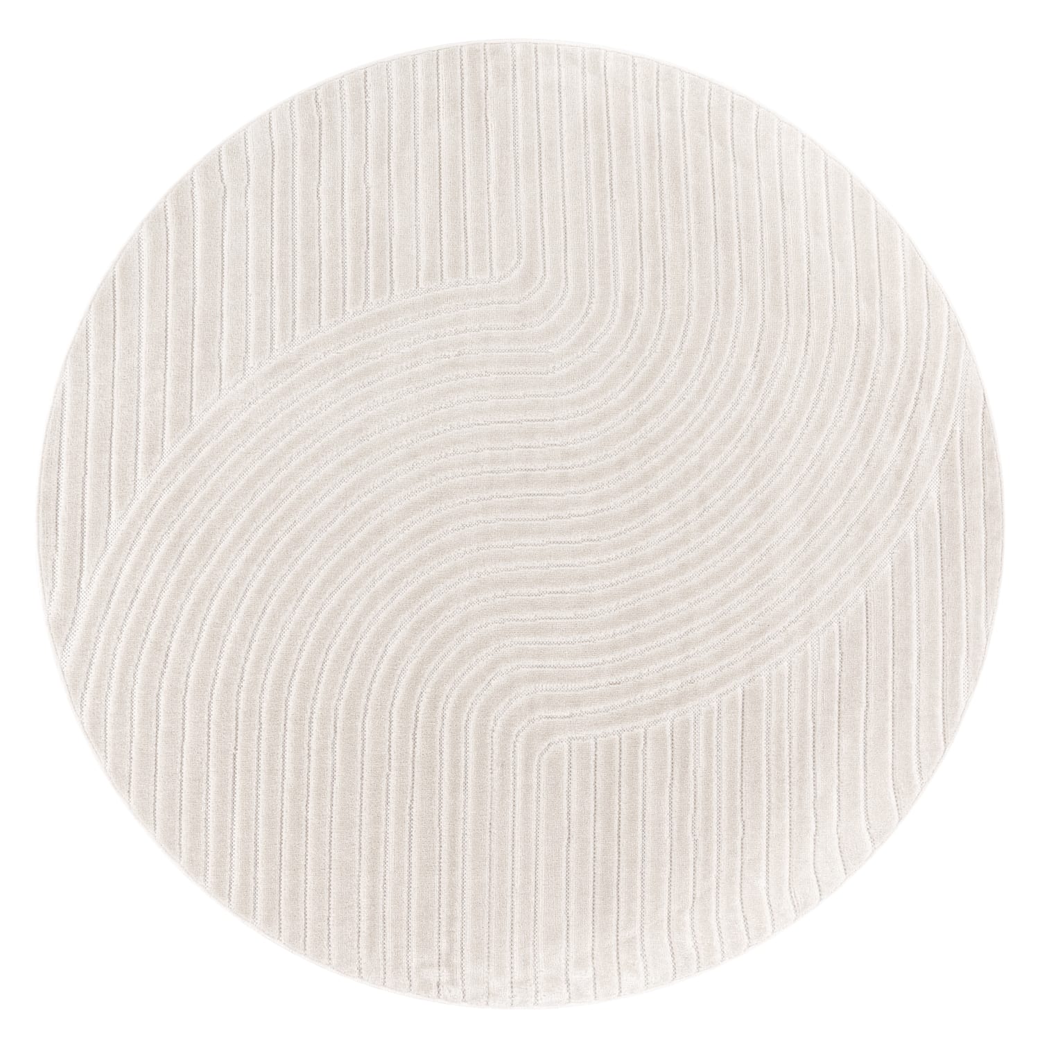 In-& Outdoorteppich Wetterfest Küche Schlafzimmer Unifarben Geometrisches Ethno 200 Cm X 200 Cm X 10 Mm Creme Rund