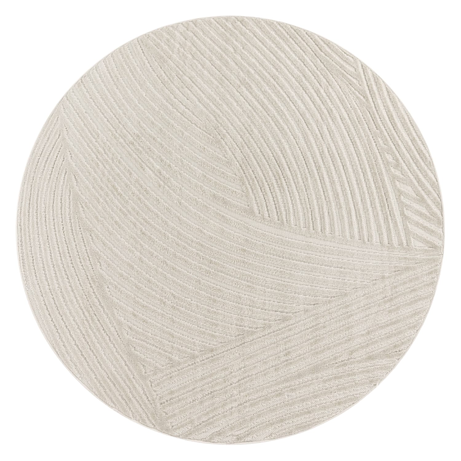 In-& Outdoorteppich Wetterfest Balkon Schlafzimmer Boho Skandi Motiv Unifarben 200 Cm X 200 Cm X 10 Mm Creme Rund