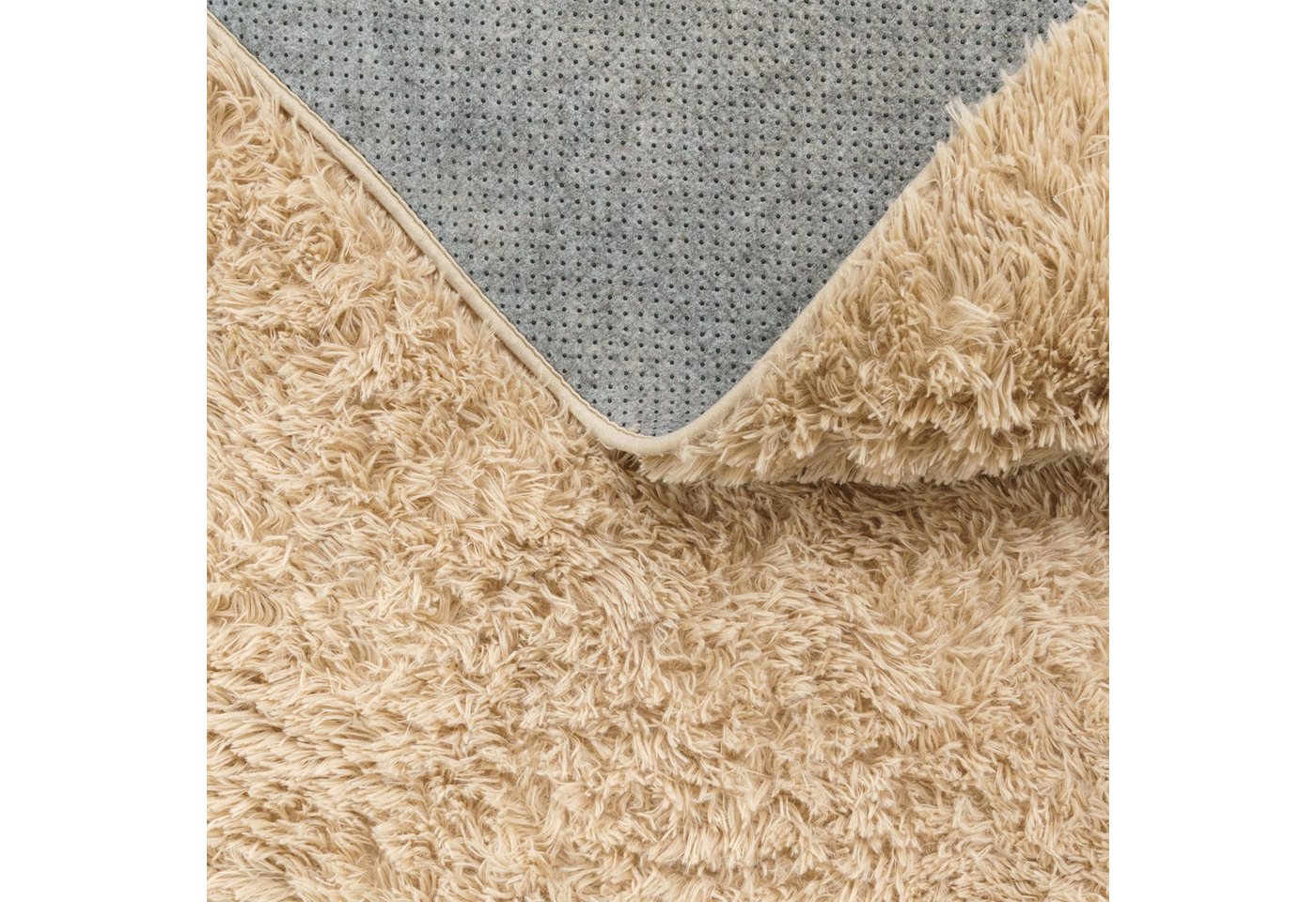 Teppich Wohnzimmer Hochflor Langflor Weich Soft Modernes Einfarbiges Design 60 Cm X 100 Cm X 37 Mm Beige Rechteckig Bild 2