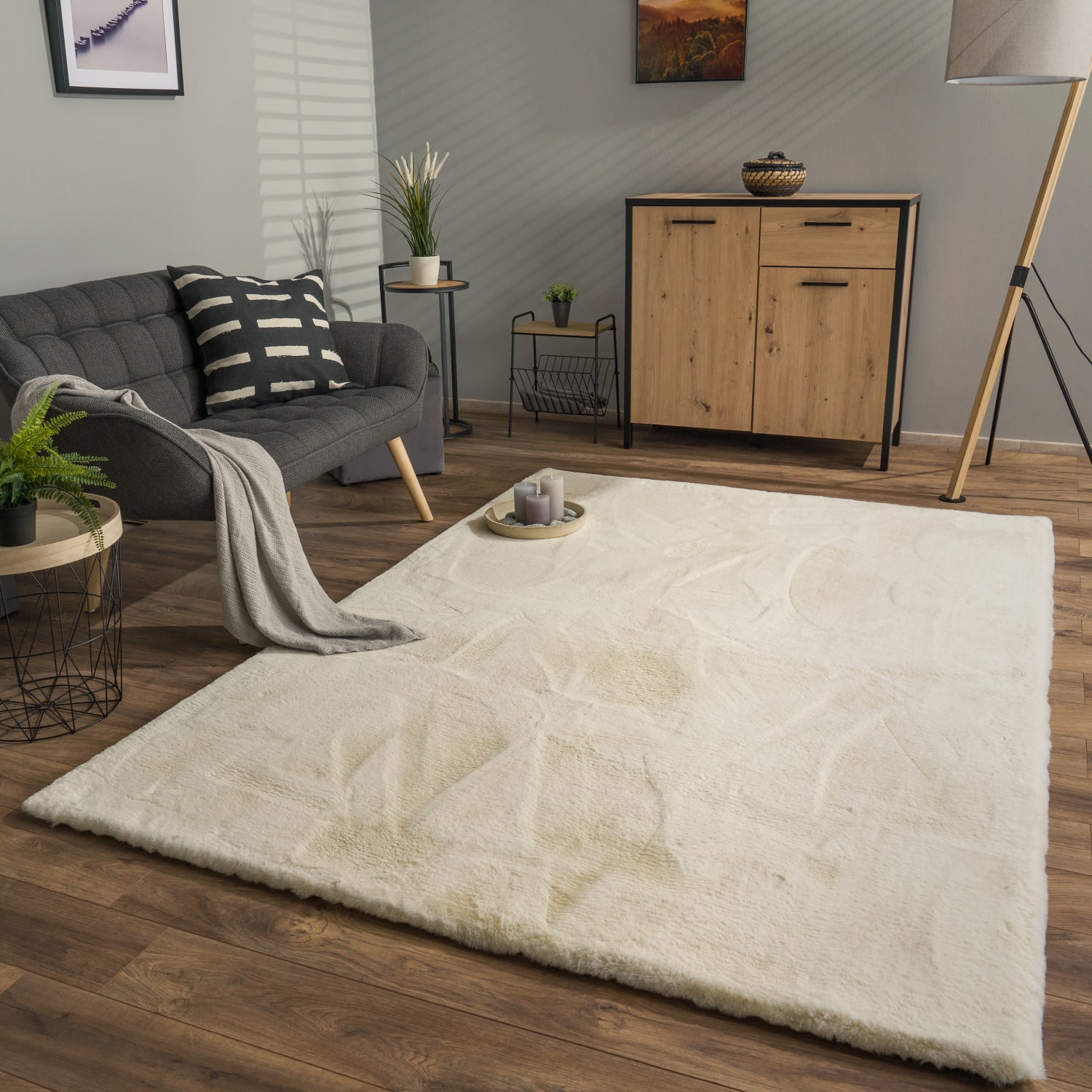 Wohnzimmer Hochflor Teppich Langflor Soft Kaninchenfell Fell Imitat Weich 60 Cm X 100 Cm X 39 Mm Creme Rechteckig