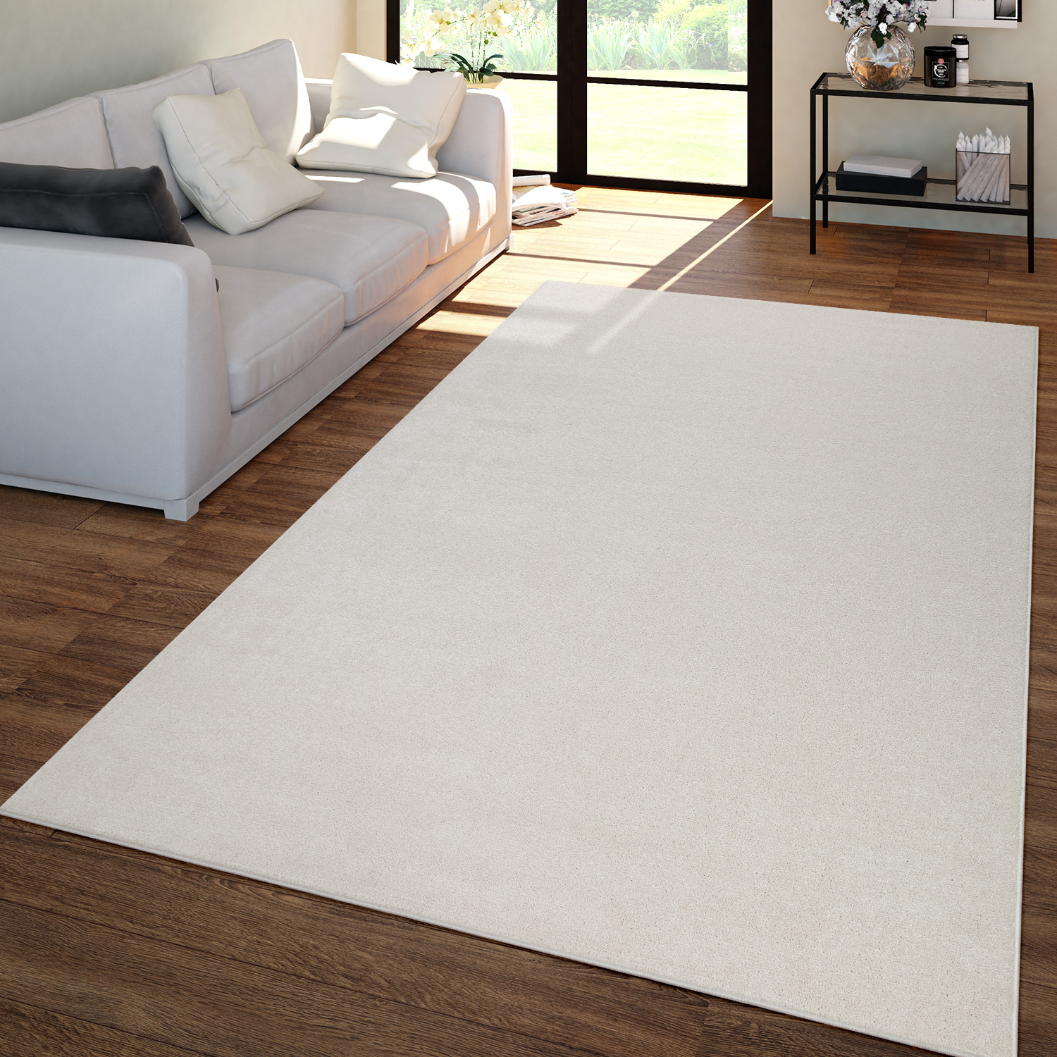 Wohnzimmer Teppich Kurflor Unifarbendes Design Modern Und Zeitlos 280 Cm X 380 Cm X 12 Mm Creme Rechteckig