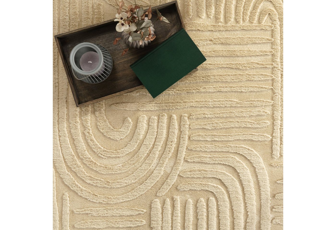 Wohnzimmer Teppich Esszimmer Kurzflor Geometrische Optik Skandi Boho Unifarben 80 Cm X 150 Cm X 14 Mm Beige Rechteckig