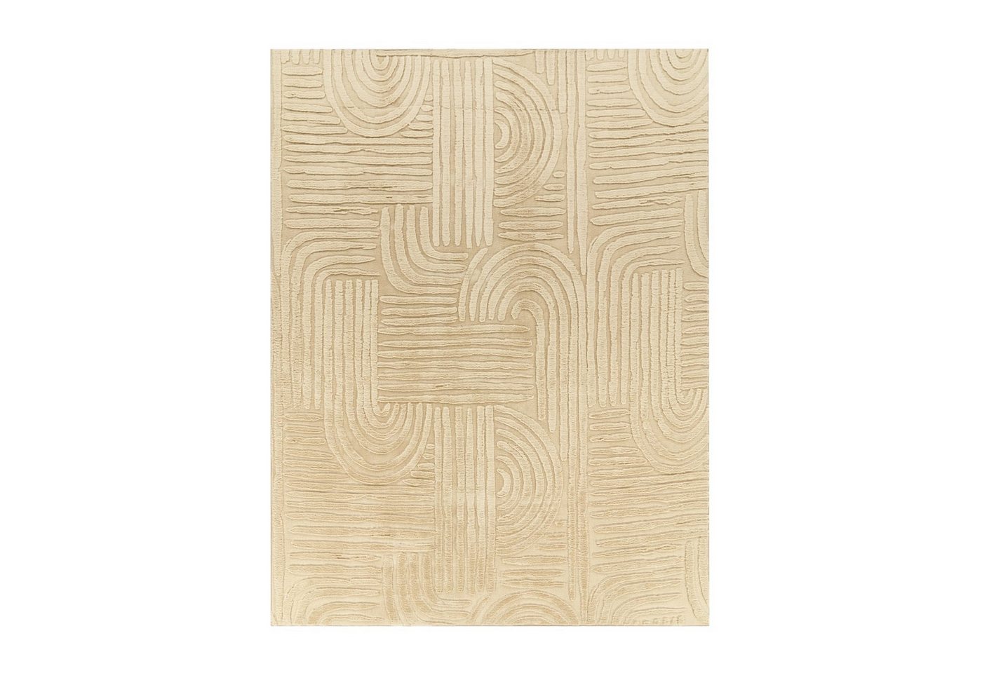 Wohnzimmer Teppich Esszimmer Kurzflor Geometrische Optik Skandi Boho Unifarben 80 Cm X 150 Cm X 14 Mm Beige Rechteckig Bild 4