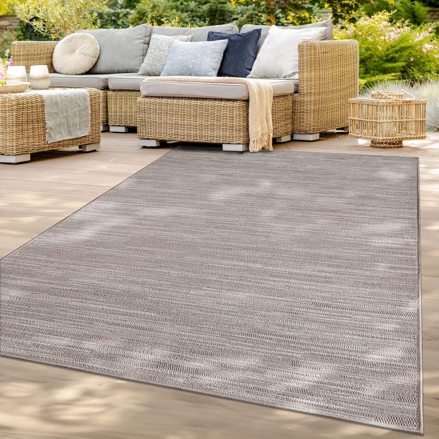 Balkon Garten Wohnzimmer Boho Design Skandinavisch Melierte Optik Uni 80 Cm X 250 Cm Hellcreme Beige Läufer