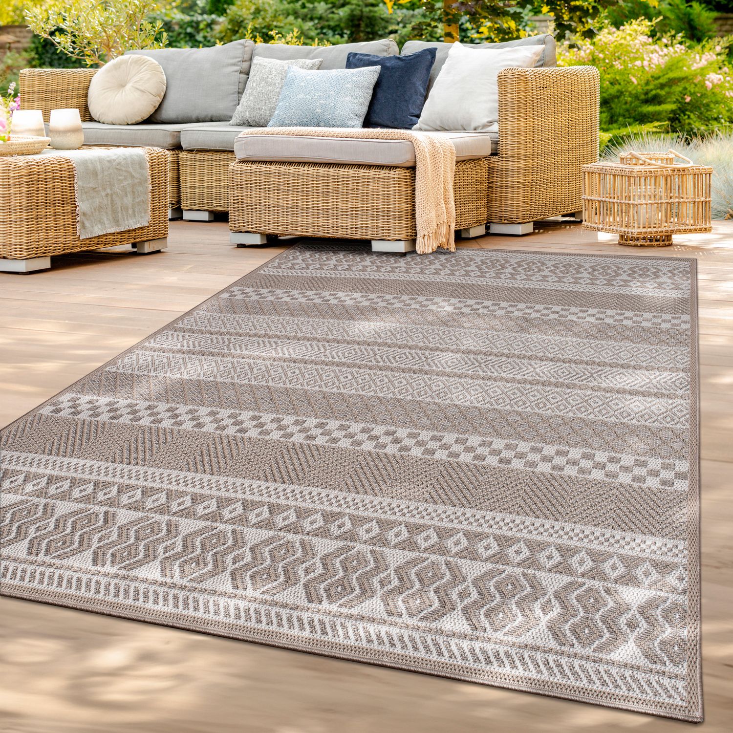 In-& Outdoor Teppich Wetterfest Balkon Küche Wohnzimmerteppich 80 Cm X 150 Cm Beige Läufer