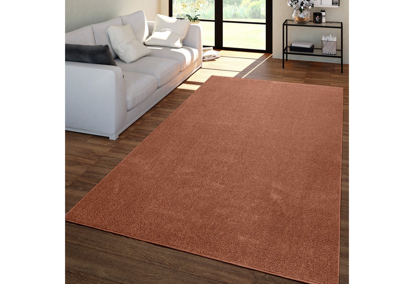 Wohnzimmer Teppich Kurflor Unifarbendes Design Modern Und Zeitlos 60 Cm X 100 Cm X 12 Mm Braun Rechteckig Bild 3