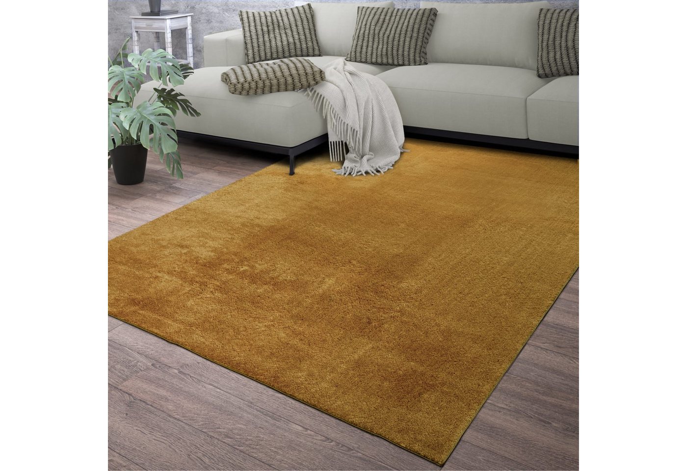 Wohnzimmer Kurzflor Einfarbig Modernes Design Waschbar 60 Cm X 100 Cm X 14 Mm Senf Rechteckig Bild 3
