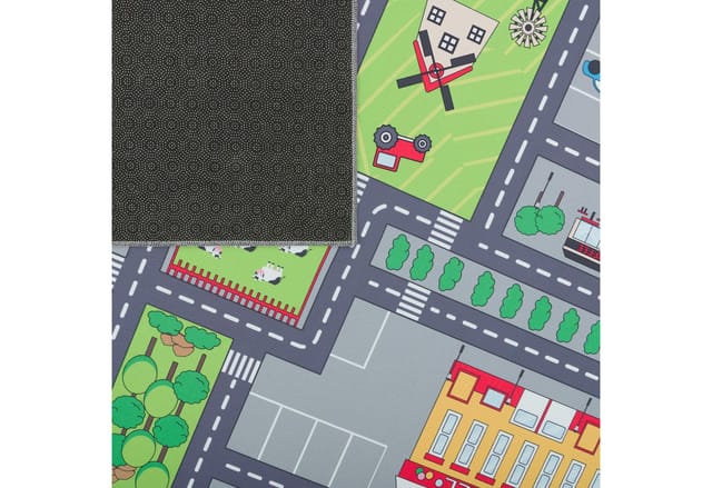 Kinderzimmerteppich Teppich Junge Mädchen Kinderteppich Baby Rutschfest Straße 80 Cm X 150 Cm Grau Rechteckig