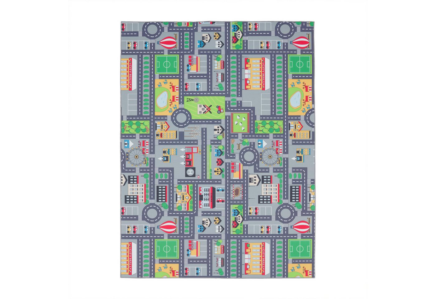 Kinderzimmerteppich Teppich Junge Mädchen Kinderteppich Baby Rutschfest Straße 80 Cm X 150 Cm Grau Rechteckig Bild 5