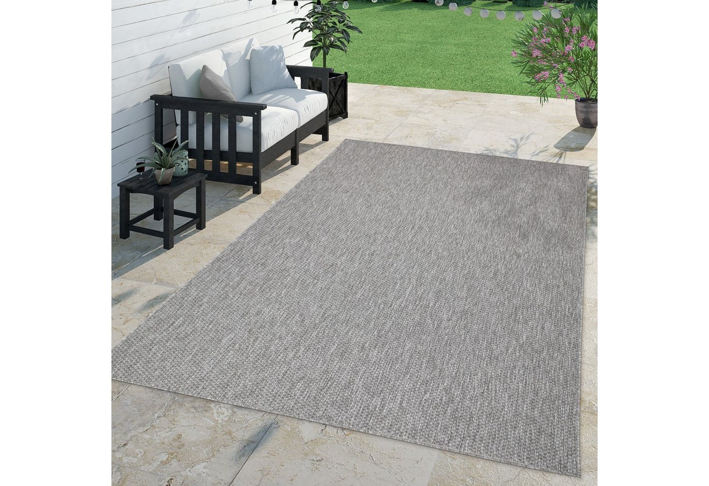 Teppich Outdoor Wohnzimmer Esszimmer Balkon Wetterfest 60 Cm X 100 Cm Grau Läufer