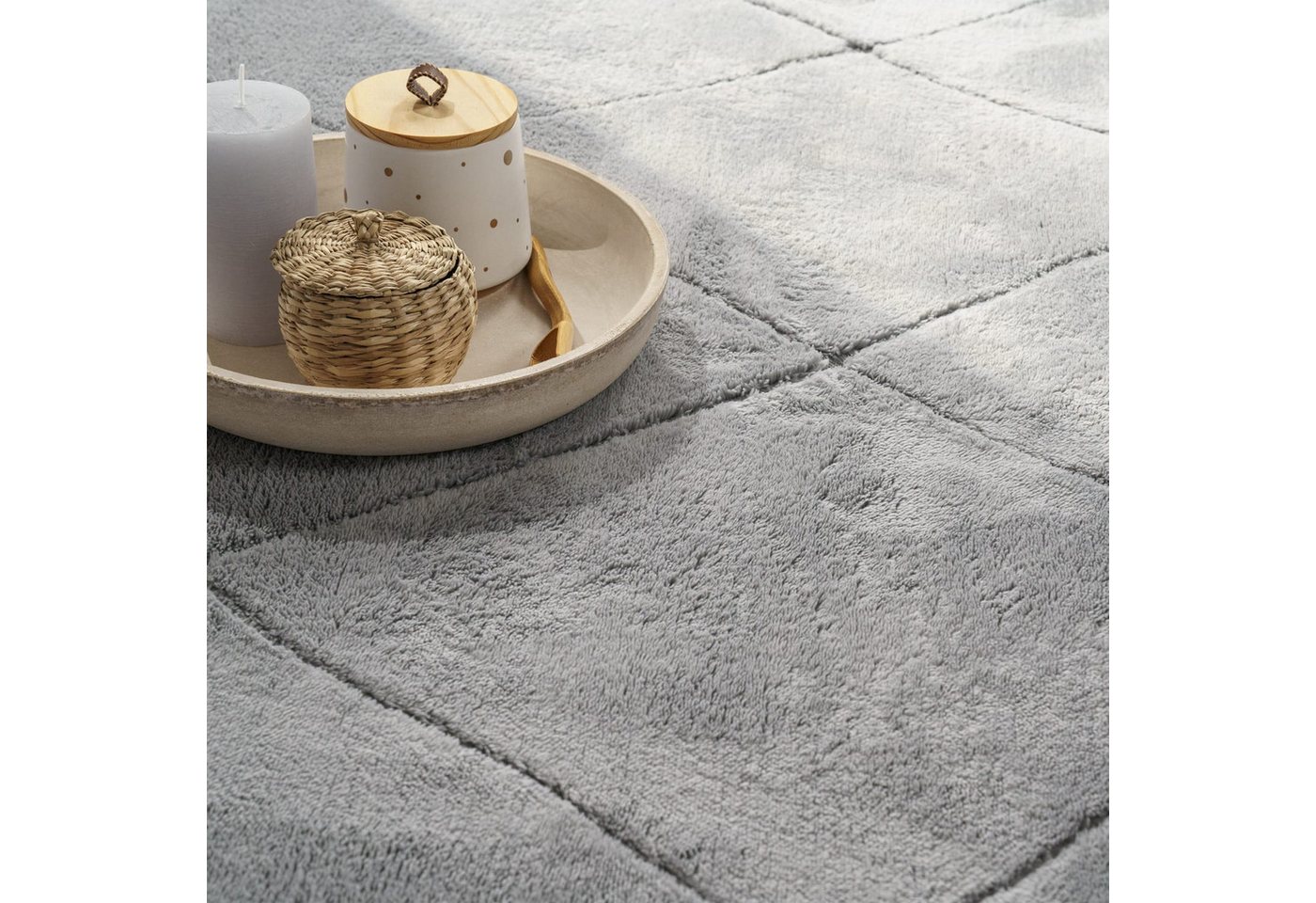 Wohnzimmer Teppich Esszimmer Kurzflor Skandinavisch 60 Cm X 100 Cm X 14 Mm Grau Rechteckig Bild 5