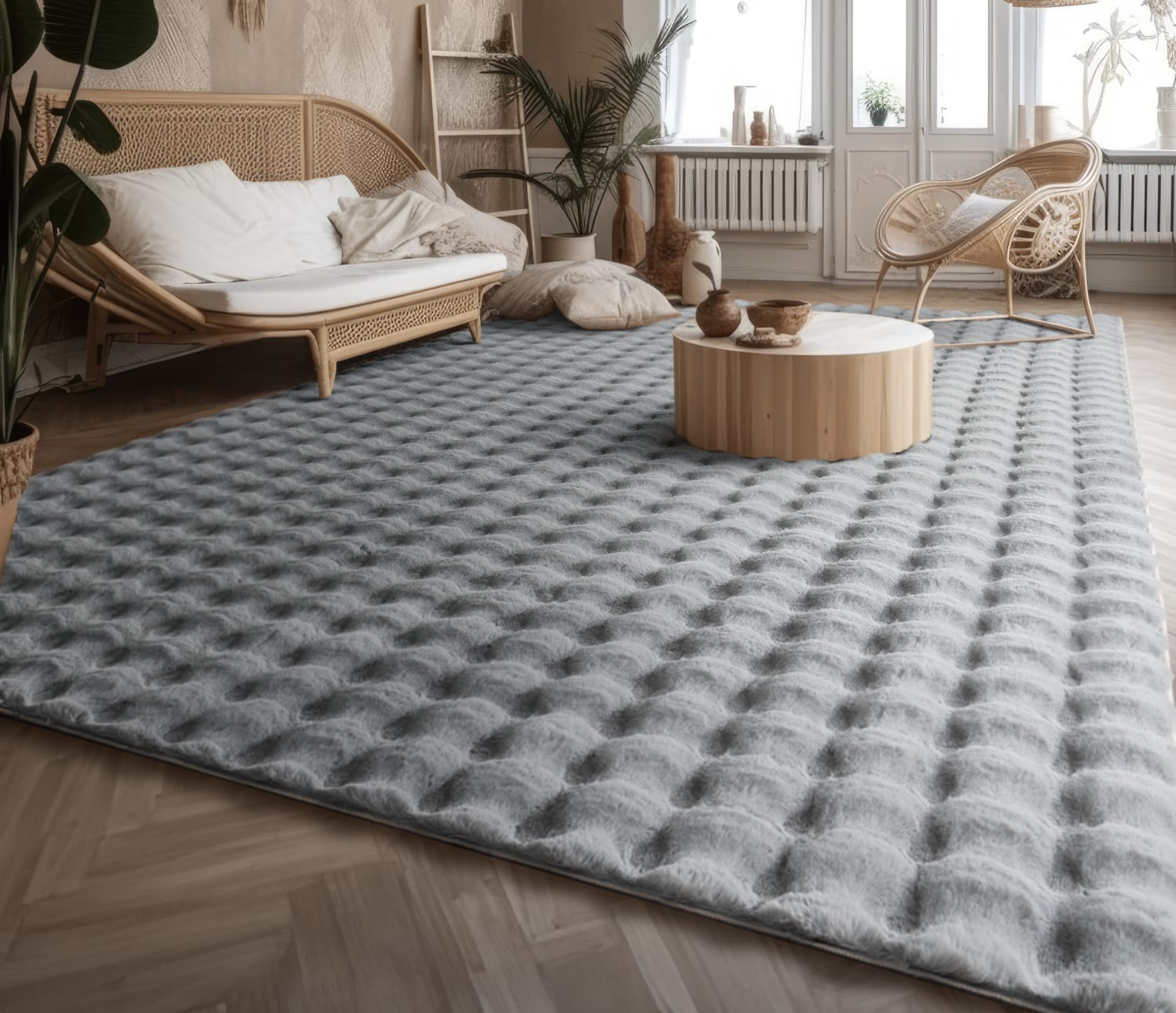 Wohnzimmer Teppich Langflor Wohnzimmerteppich Rauten Design Soft 3d Design 200 Cm X 280 Cm X 34 Mm Grau Rechteckig