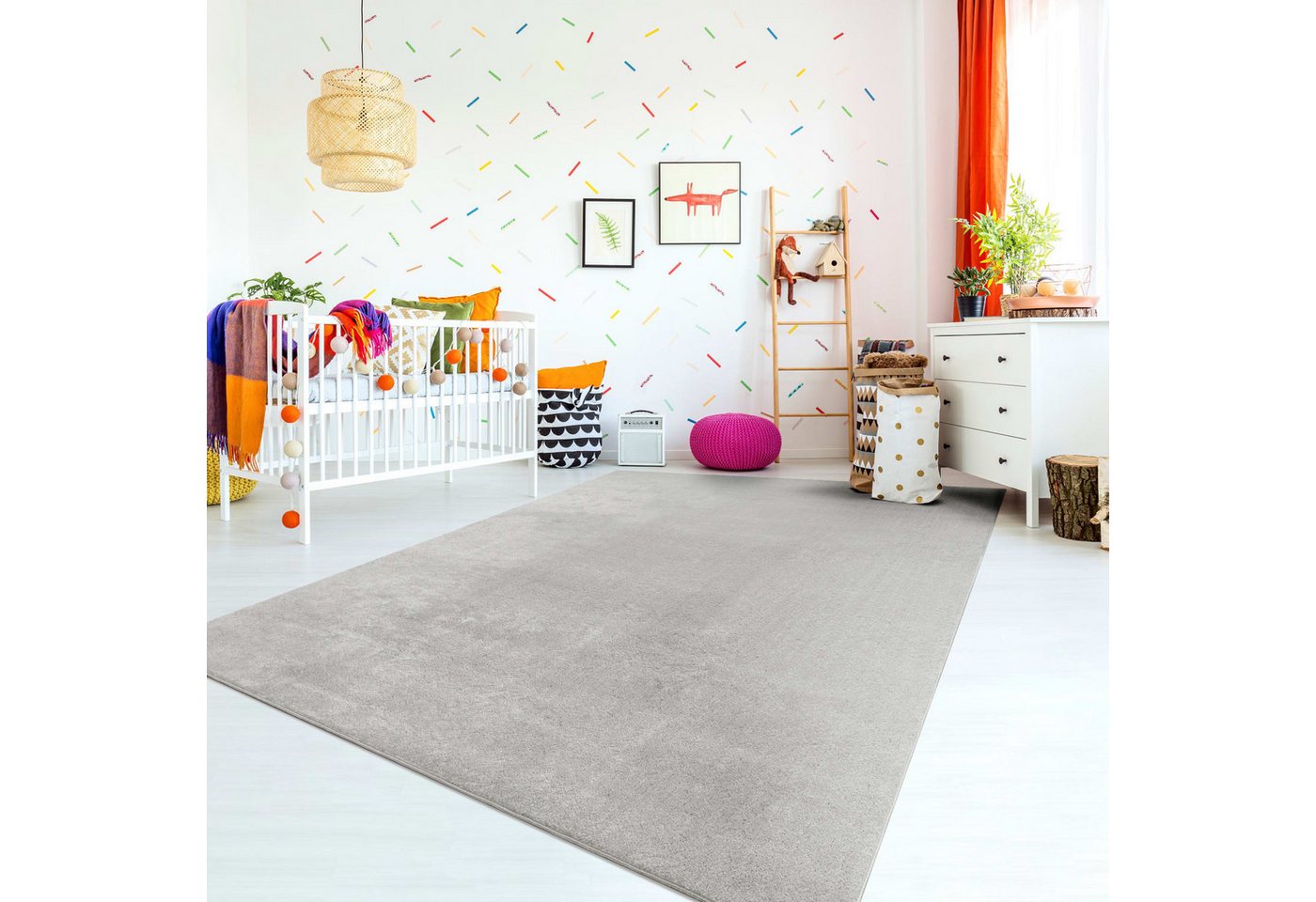 Wohnzimmer Kurzflor Einfarbig Modernes Design Waschbar 60 Cm X 100 Cm X 14 Mm Silber Rechteckig Bild 2