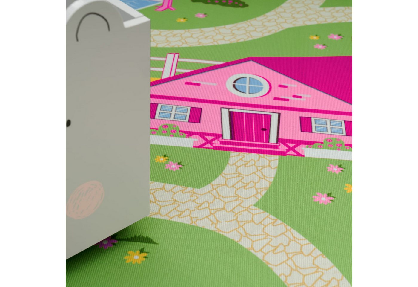 Kinderzimmerteppich Teppich Junge Mädchen Kinderteppich Baby Rutschfest Straße 80 Cm X 150 Cm Grün Rechteckig Bild 4