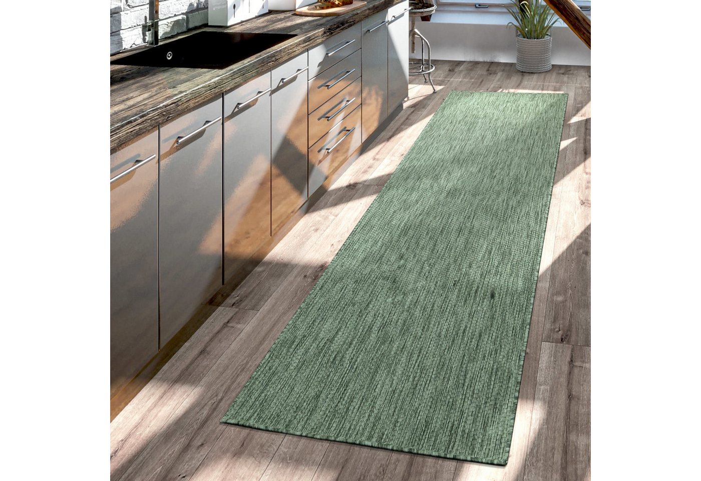 Teppich Outdoor Wohnzimmer Esszimmer Balkon Wetterfest 60 Cm X 100 Cm Grün Rechteckig Bild 3