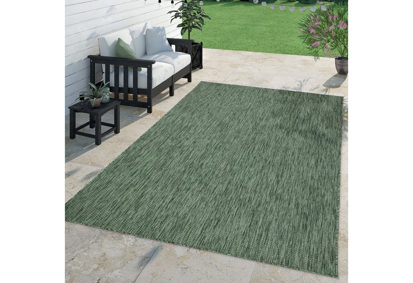 Teppich Outdoor Wohnzimmer Esszimmer Balkon Wetterfest 60 Cm X 100 Cm Grün Rechteckig Bild 4