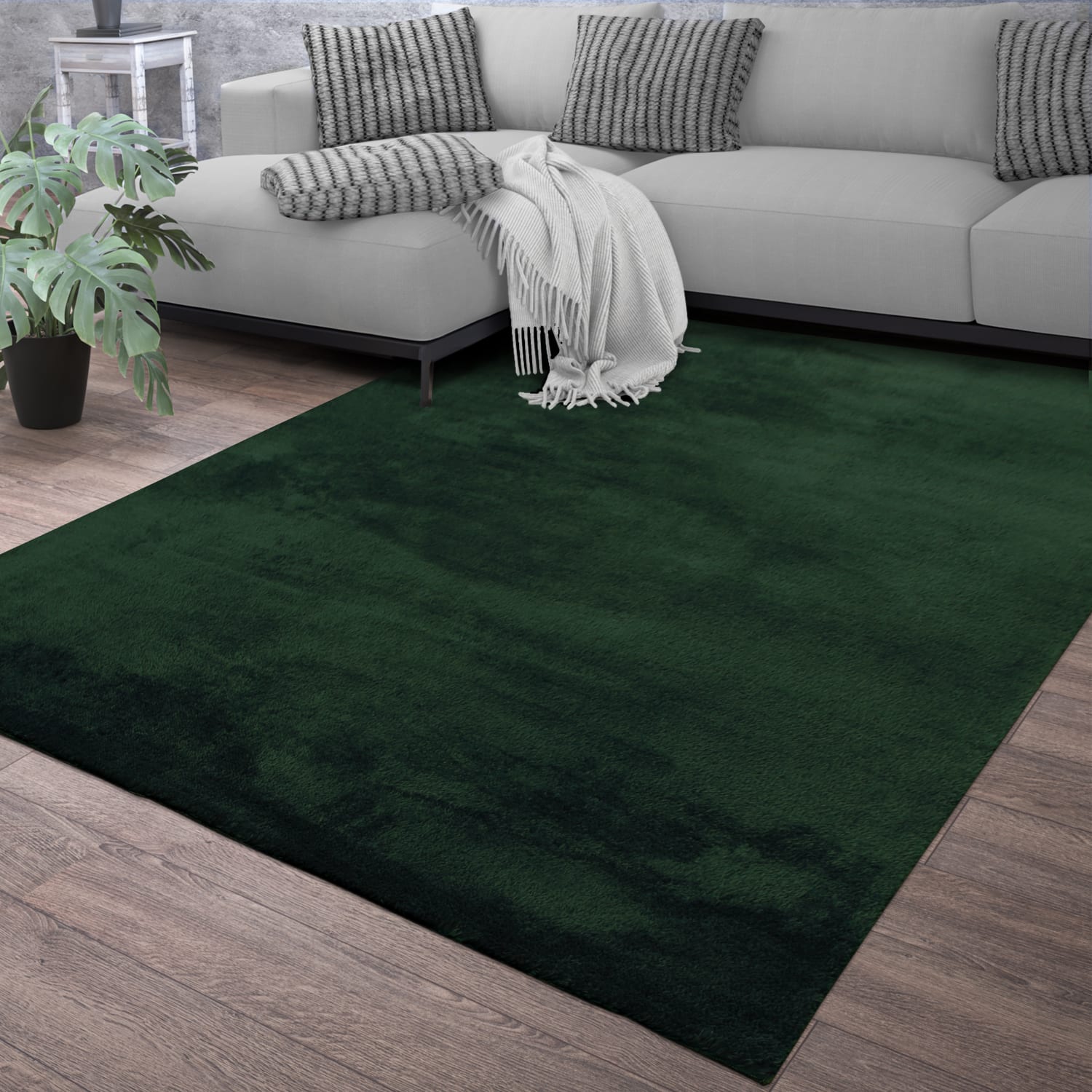 Wohnzimmer Kurzflor Einfarbig Modernes Design Waschbar 140 Cm X 200 Cm X 14 Mm Grün Rechteckig