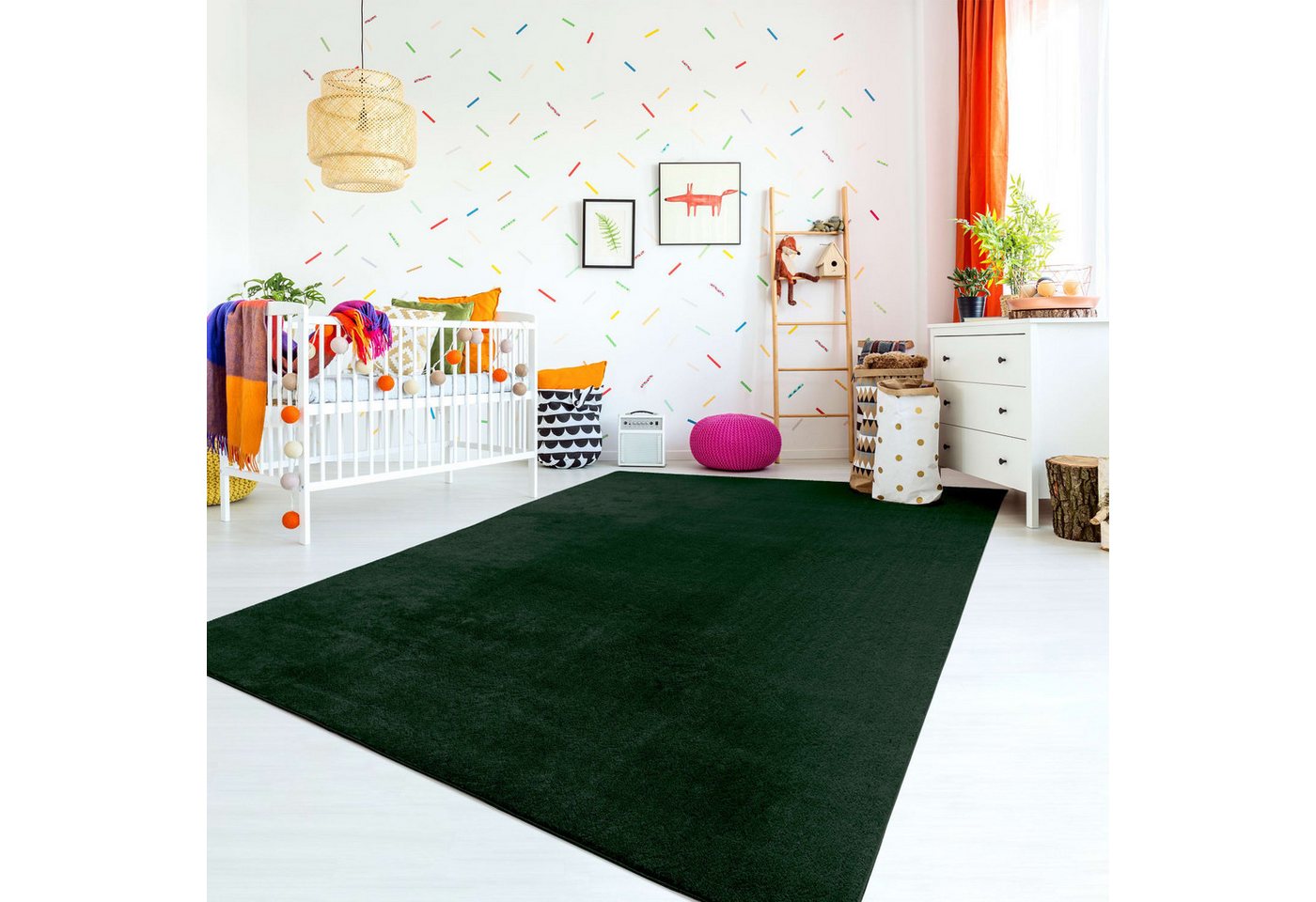 Wohnzimmer Kurzflor Einfarbig Modernes Design Waschbar 60 Cm X 100 Cm X 14 Mm Grün Rechteckig