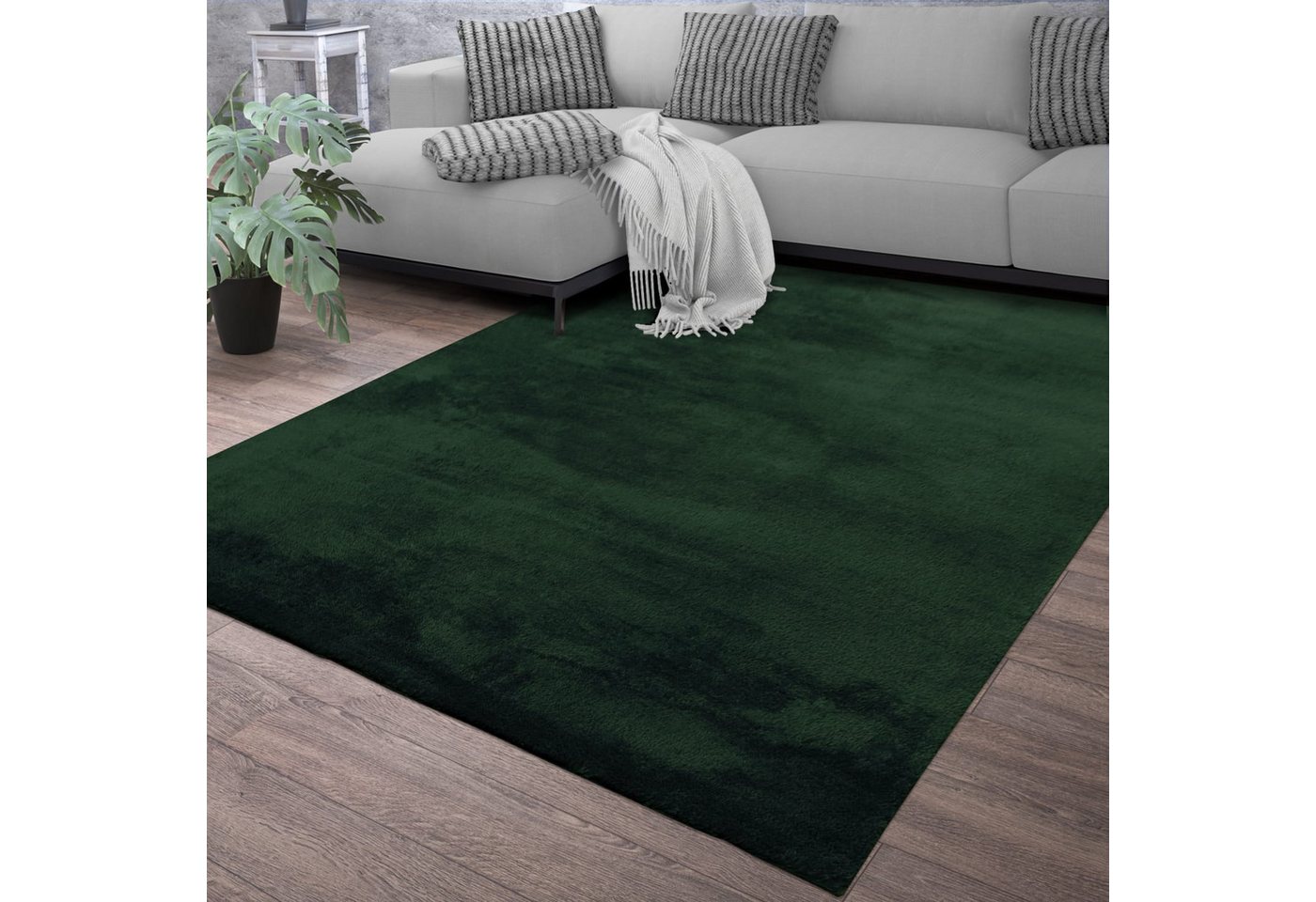 Wohnzimmer Kurzflor Einfarbig Modernes Design Waschbar 60 Cm X 100 Cm X 14 Mm Grün Rechteckig Bild 2