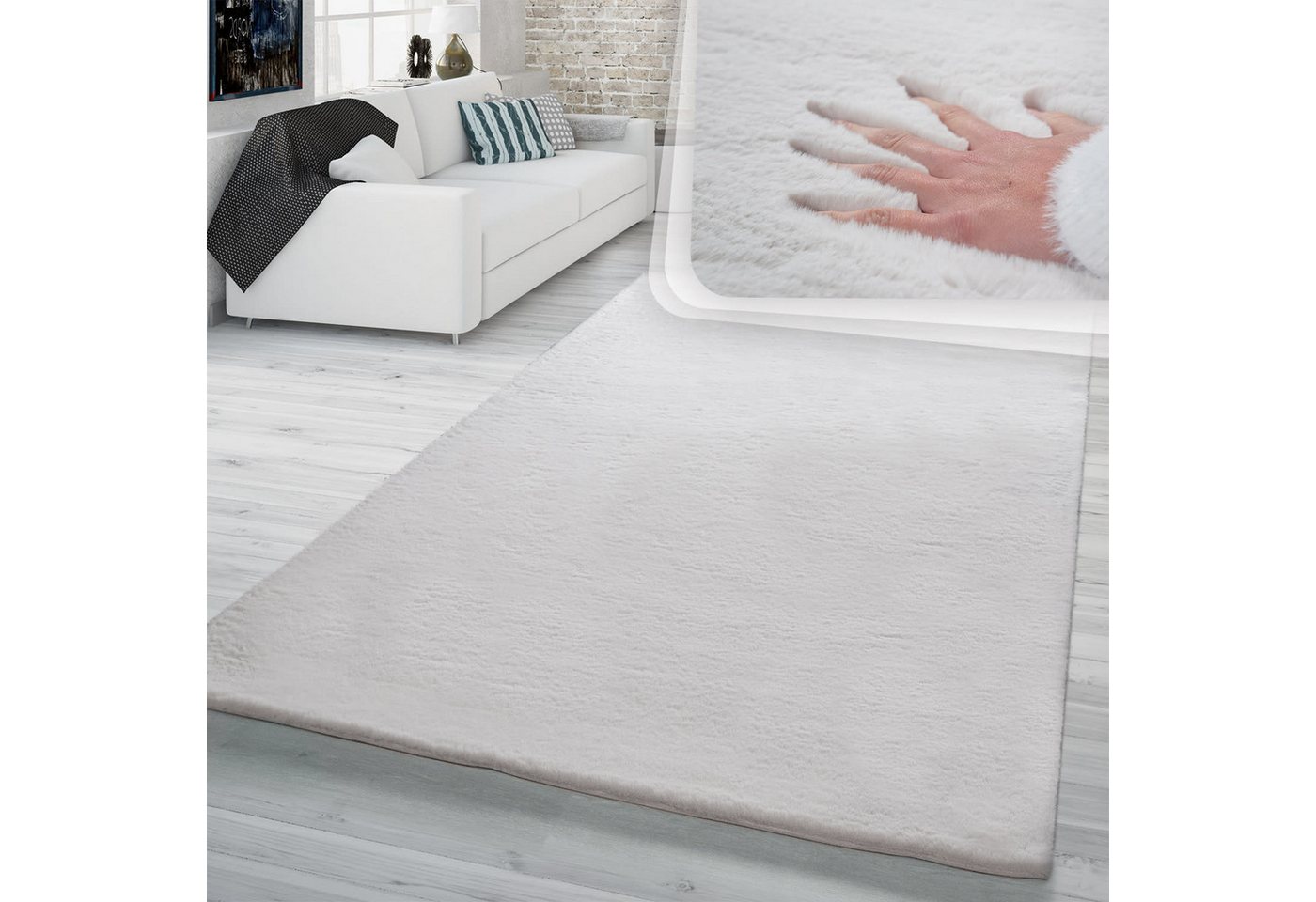 Hochflor Teppich Schlafzimmer Kunstfell Flauschig Kaninchenfell Imitat 60 Cm X 90 Cm X 26 Mm Creme Rechteckig
