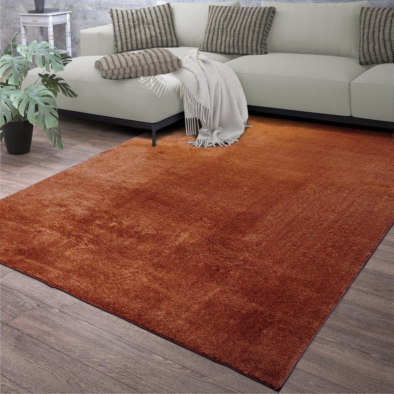 Wohnzimmer Kurzflor Einfarbig Modernes Design Waschbar 60 Cm X 100 Cm X 14 Mm Kupfer Rechteckig