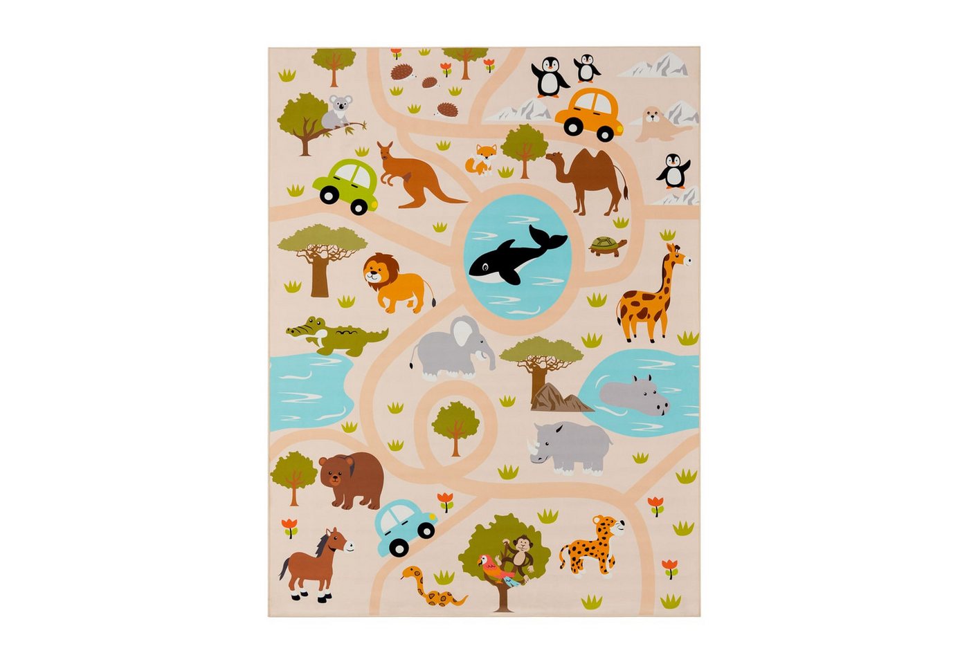 Kinderzimmerteppich Teppich Junge Mädchen Kinderteppich Baby Rutschfest Straße 80 Cm X 150 Cm Mehrfarbig Rechteckig Bild 5