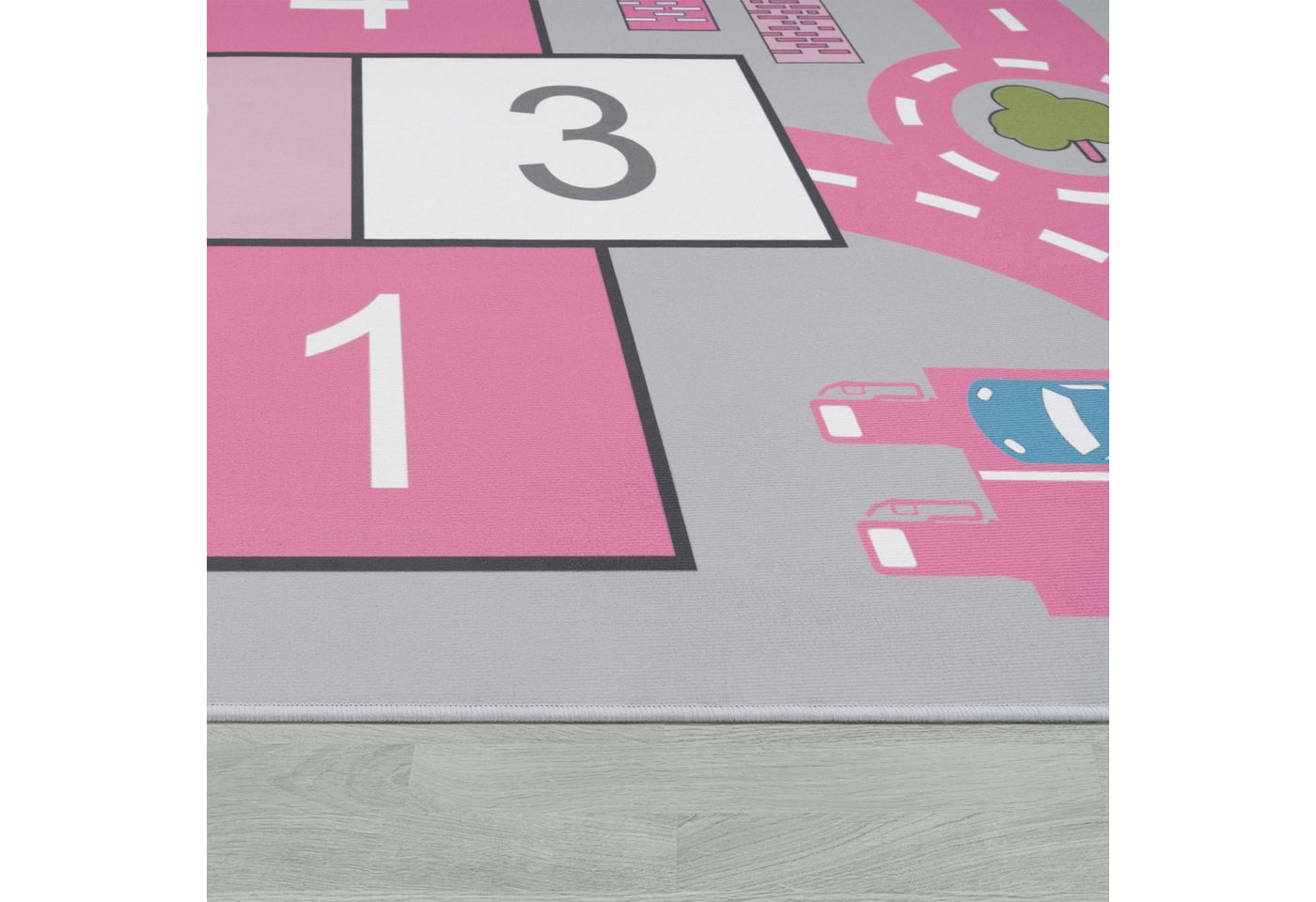 Kinderzimmerteppich Teppich Junge Mädchen Kinderteppich Baby Rutschfest Straße 80 Cm X 150 Cm Pink Rechteckig Bild 4
