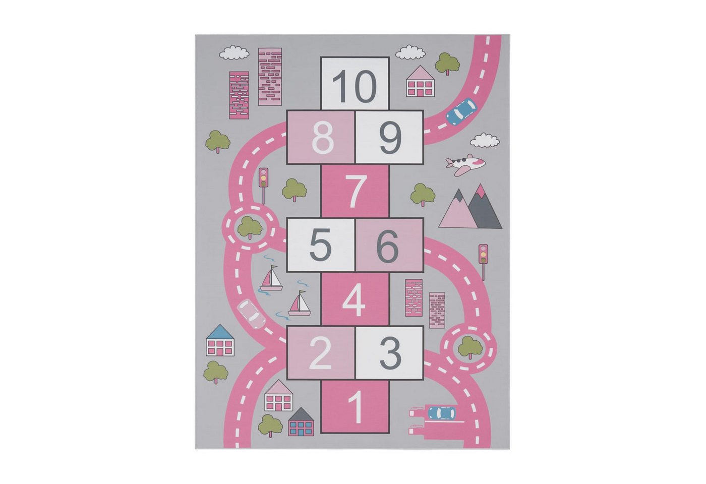 Kinderzimmerteppich Teppich Junge Mädchen Kinderteppich Baby Rutschfest Straße 80 Cm X 150 Cm Pink Rechteckig Bild 5