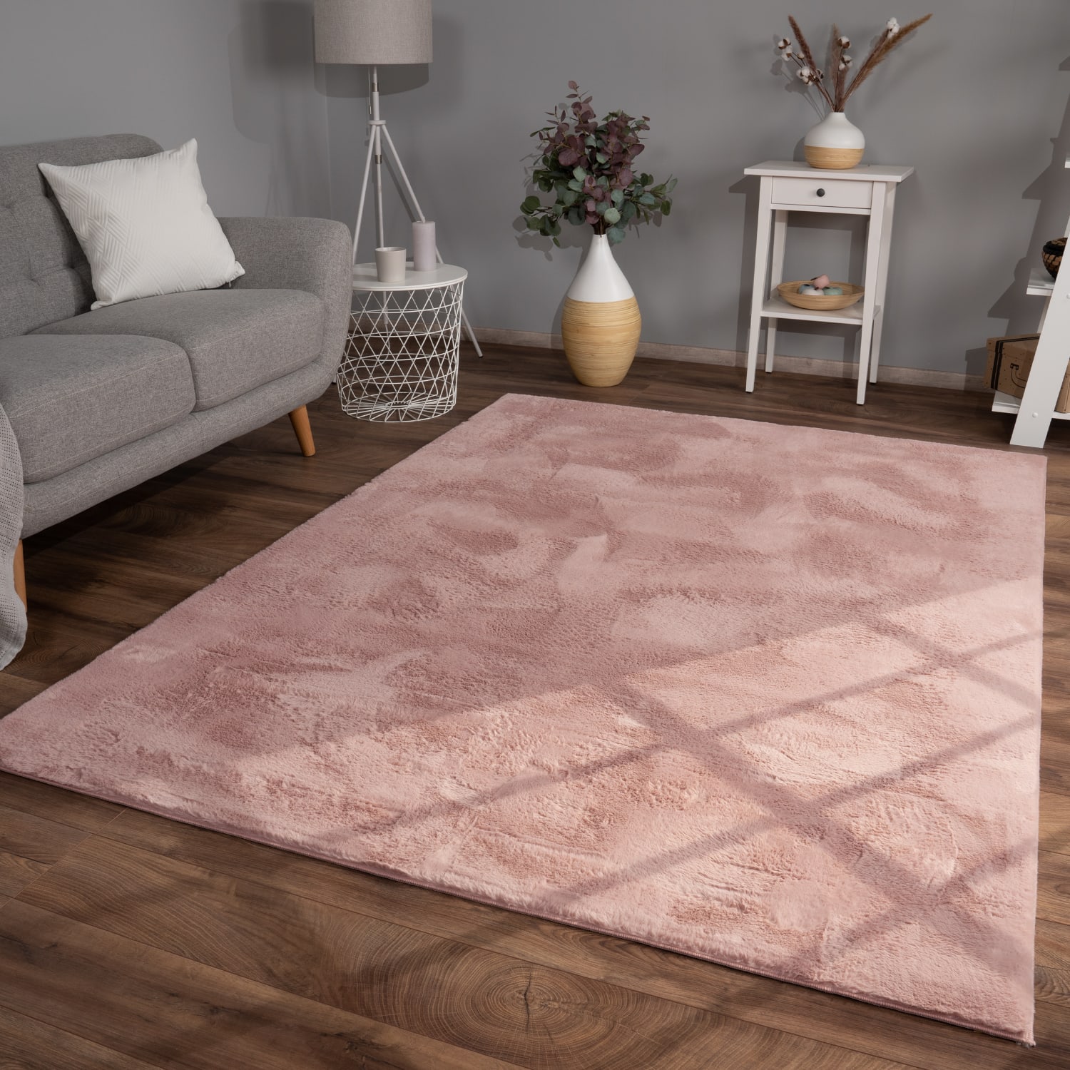Wohnzimmer Teppich Kurzflor Unifarben Modern Waschbar 60 Cm X 90 Cm X 14 Mm Pink Rechteckig