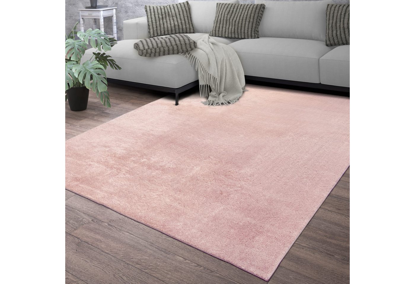 Wohnzimmer Kurzflor Einfarbig Modernes Design Waschbar 60 Cm X 100 Cm X 14 Mm Rosa Rechteckig