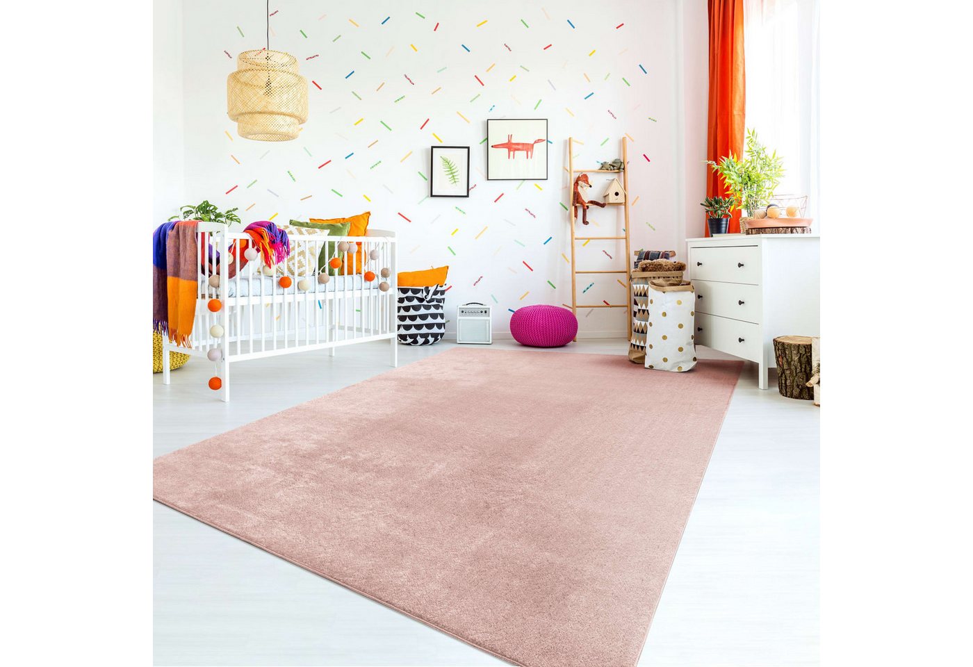 Wohnzimmer Kurzflor Einfarbig Modernes Design Waschbar 60 Cm X 100 Cm X 14 Mm Rosa Rechteckig Bild 3