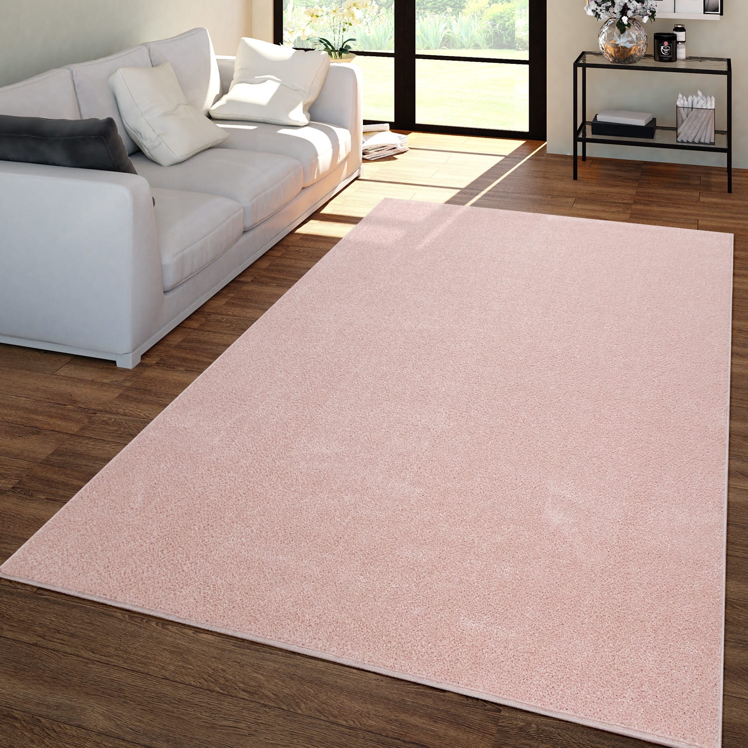 Wohnzimmer Teppich Kurflor Unifarbendes Design Modern Und Zeitlos 60 Cm X 100 Cm X 12 Mm Rosa Rechteckig