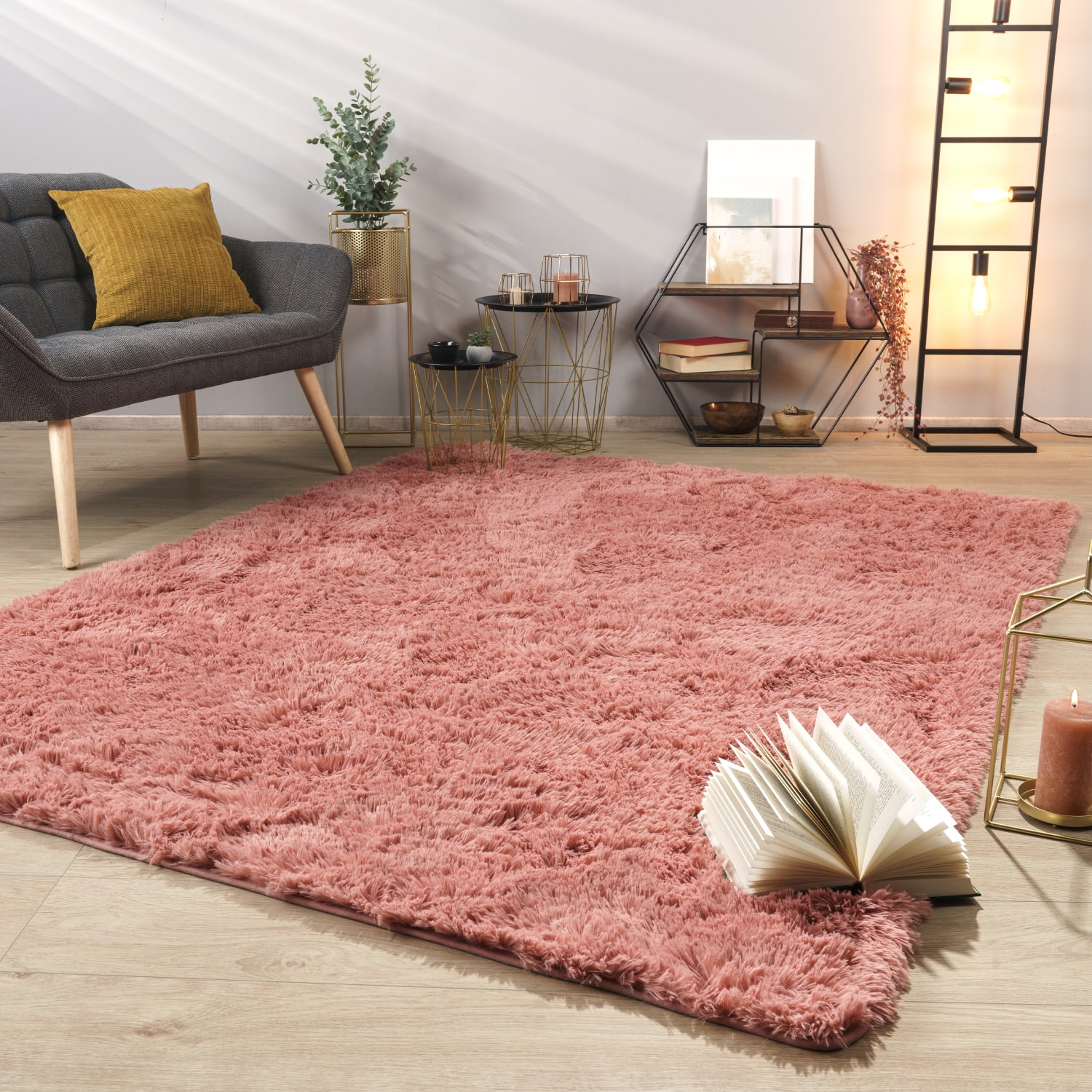 Teppich Wohnzimmer Hochflor Langflor Weich Soft Modernes Einfarbiges Design 140 Cm X 200 Cm X 37 Mm Fuchsia Rechteckig
