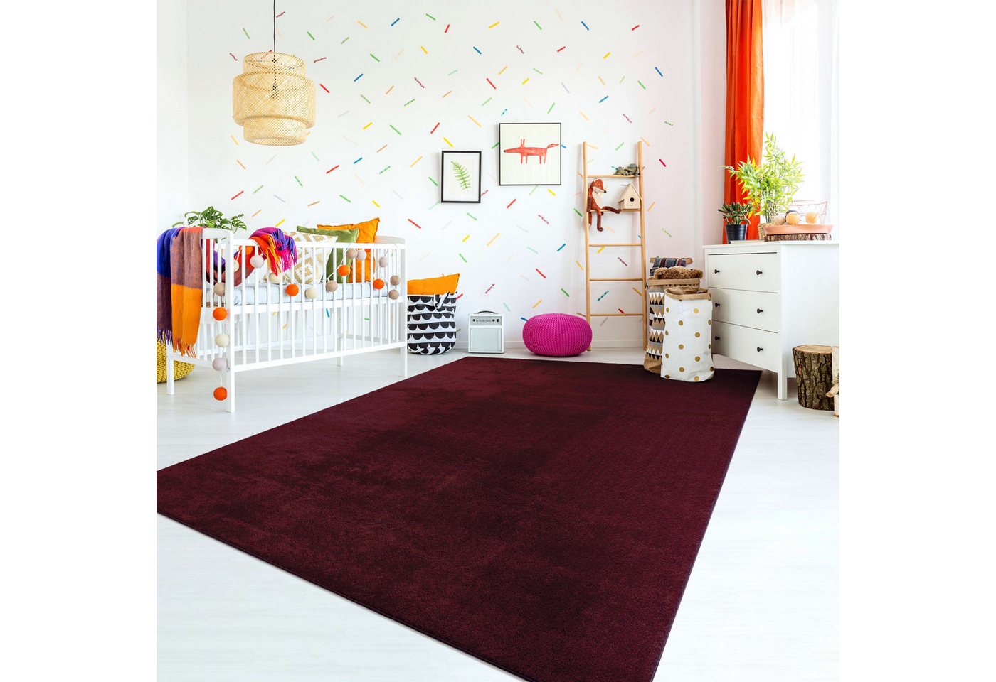 Wohnzimmer Kurzflor Einfarbig Modernes Design Waschbar 60 Cm X 100 Cm X 14 Mm Rot Rechteckig