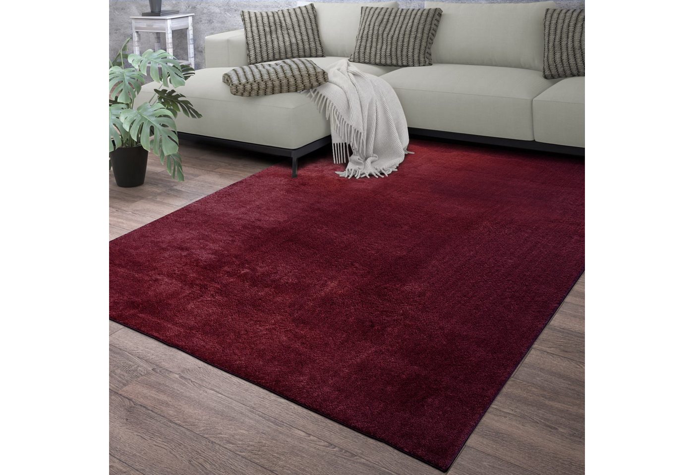 Wohnzimmer Kurzflor Einfarbig Modernes Design Waschbar 60 Cm X 100 Cm X 14 Mm Rot Rechteckig Bild 4